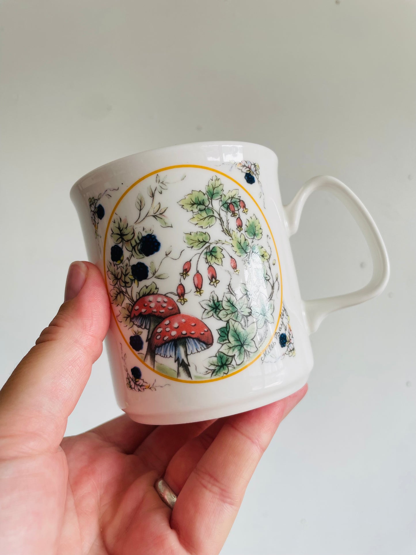 Vintage Grosvenor Fine Bone China Bittersweet Pattern Mushroom Mug - Design by Miles Bayley -Made in England
