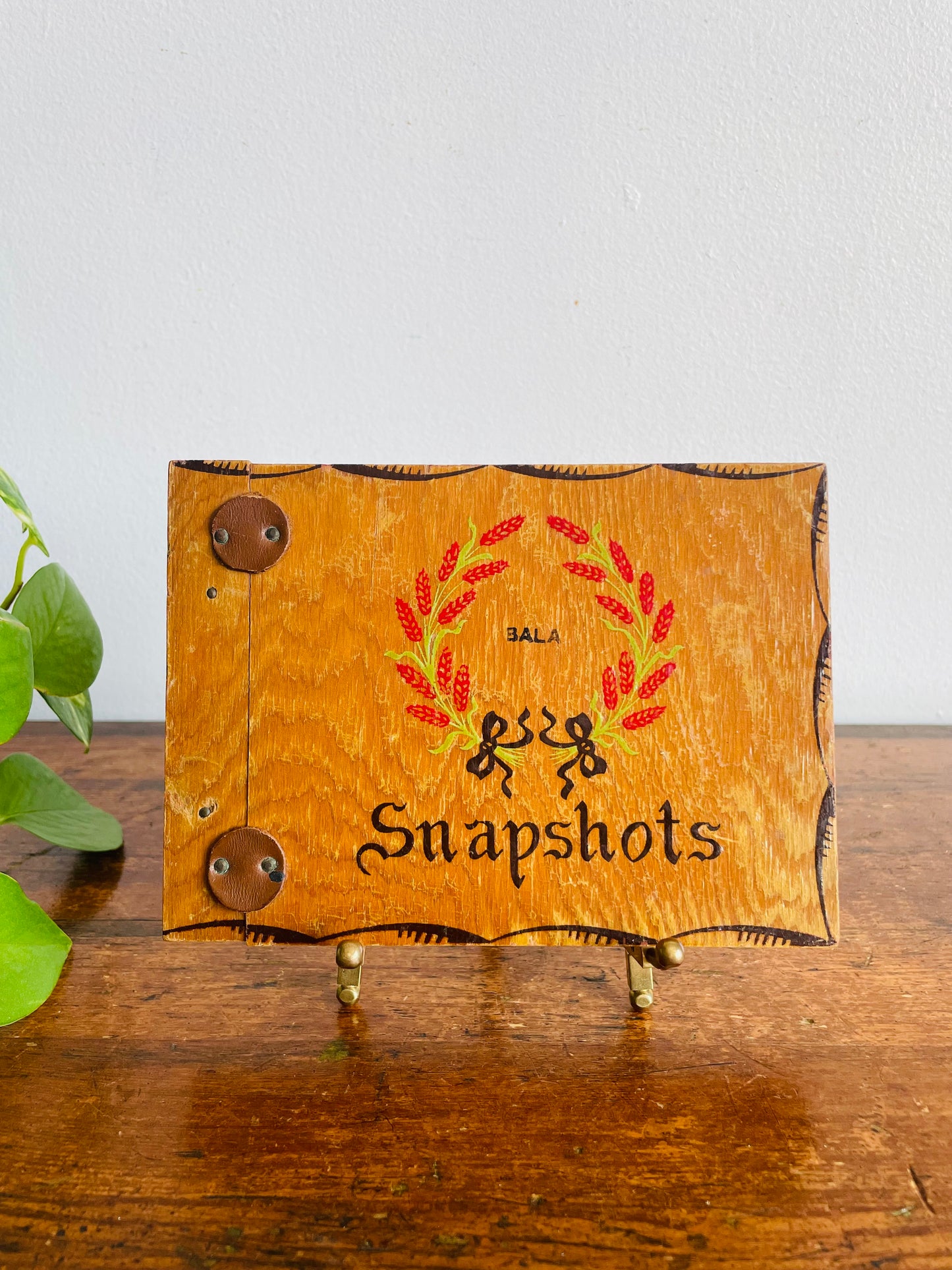 Vintage Wood Photo Album with Unused Black Blank Pages Inside - Snapshots - Souvenir from Bala, Ontario