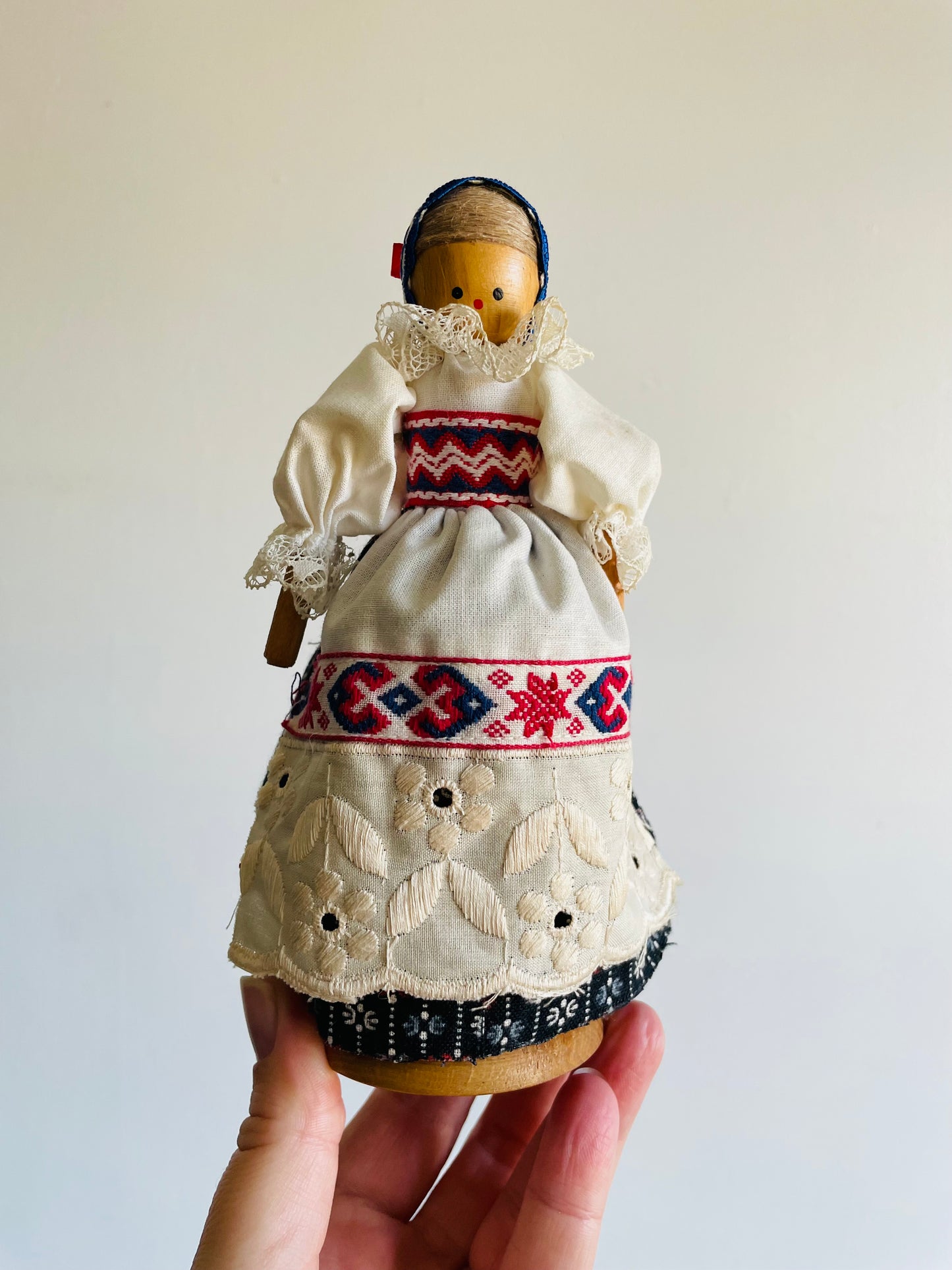 Polish Folk Art Wooden Doll with Bendable Base & Arms