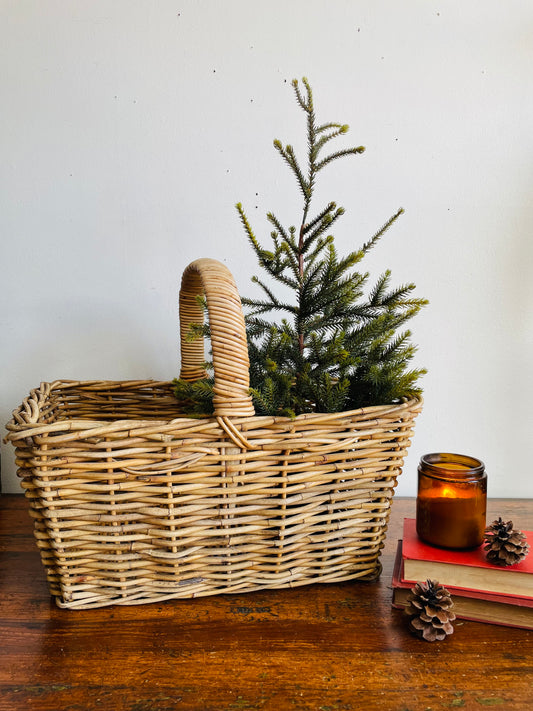 Vintage Sturdy Rectangular Woven Wicker Basket with Handle - Storage, Decor or Gift Basket!