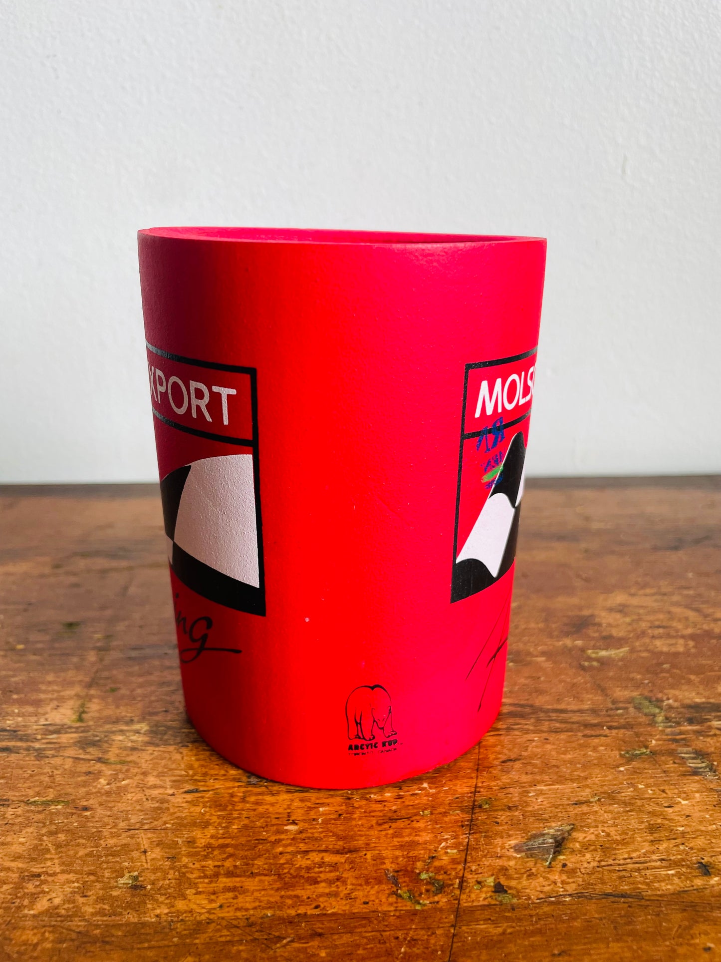 Vintage Molson Export Racing Red Drink Sleeve Cozy / Koozie - Insulated Can Holder - Arctic Kup Brand Made in Canada