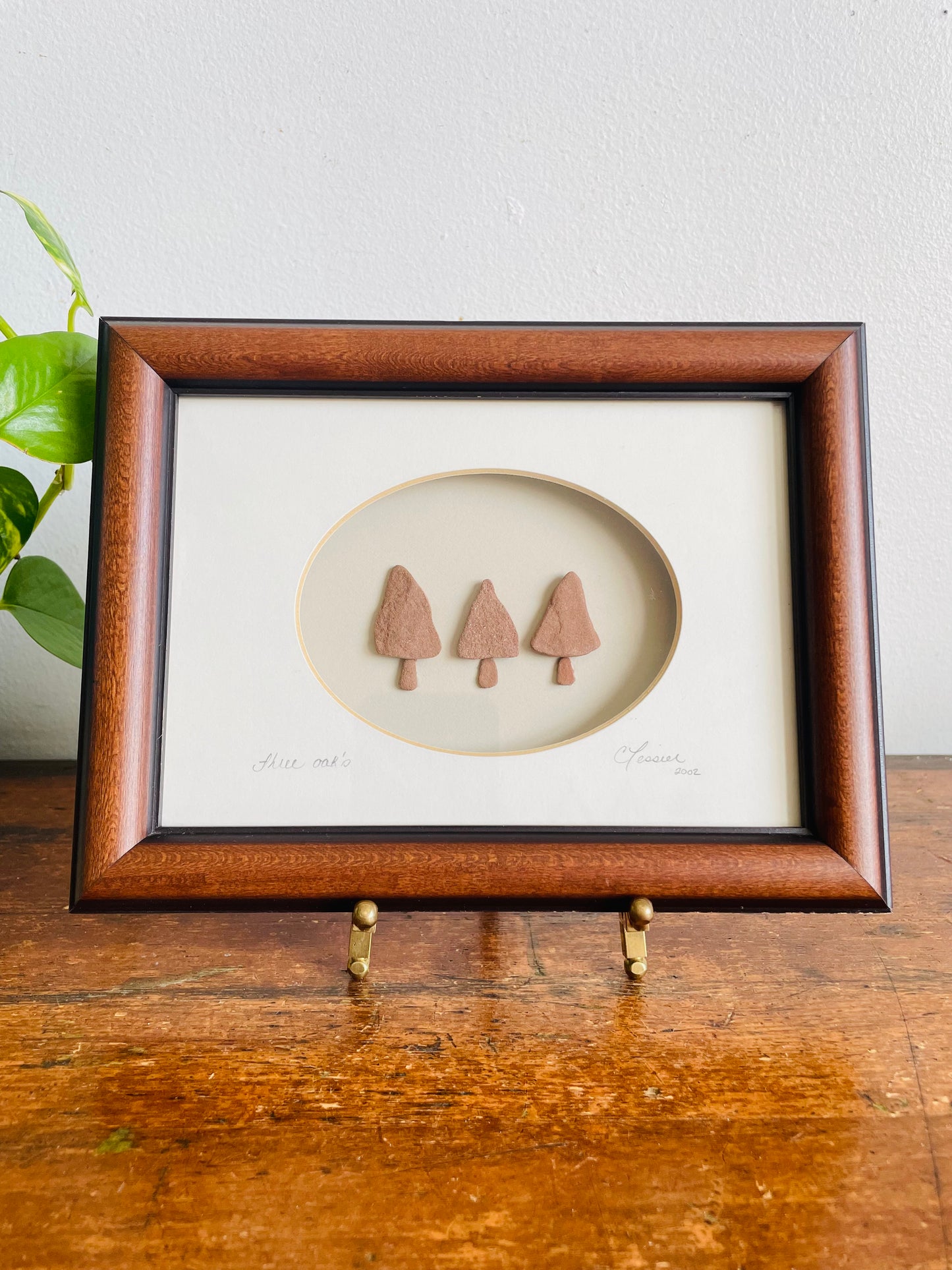 Vintage Shadowbox Framed Sandstone Rocks - Nature Art from Prince Edward Island - Three Oaks - Artist Signed Crystal Tessier 2002 - Picture #5