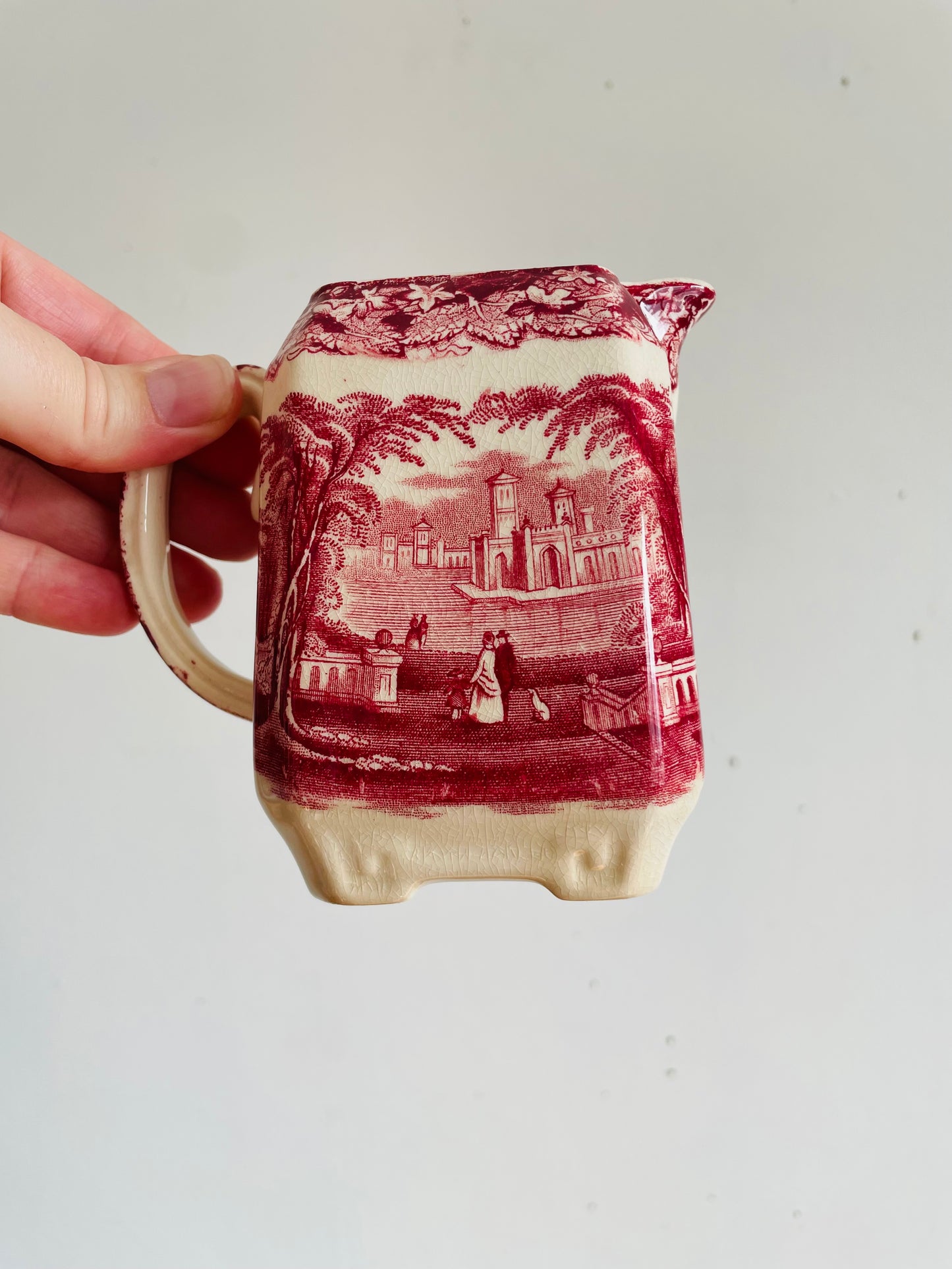 Vintage Mason's Vista Pink Transferware Ironstone Creamer Pitcher Jug - Made in England