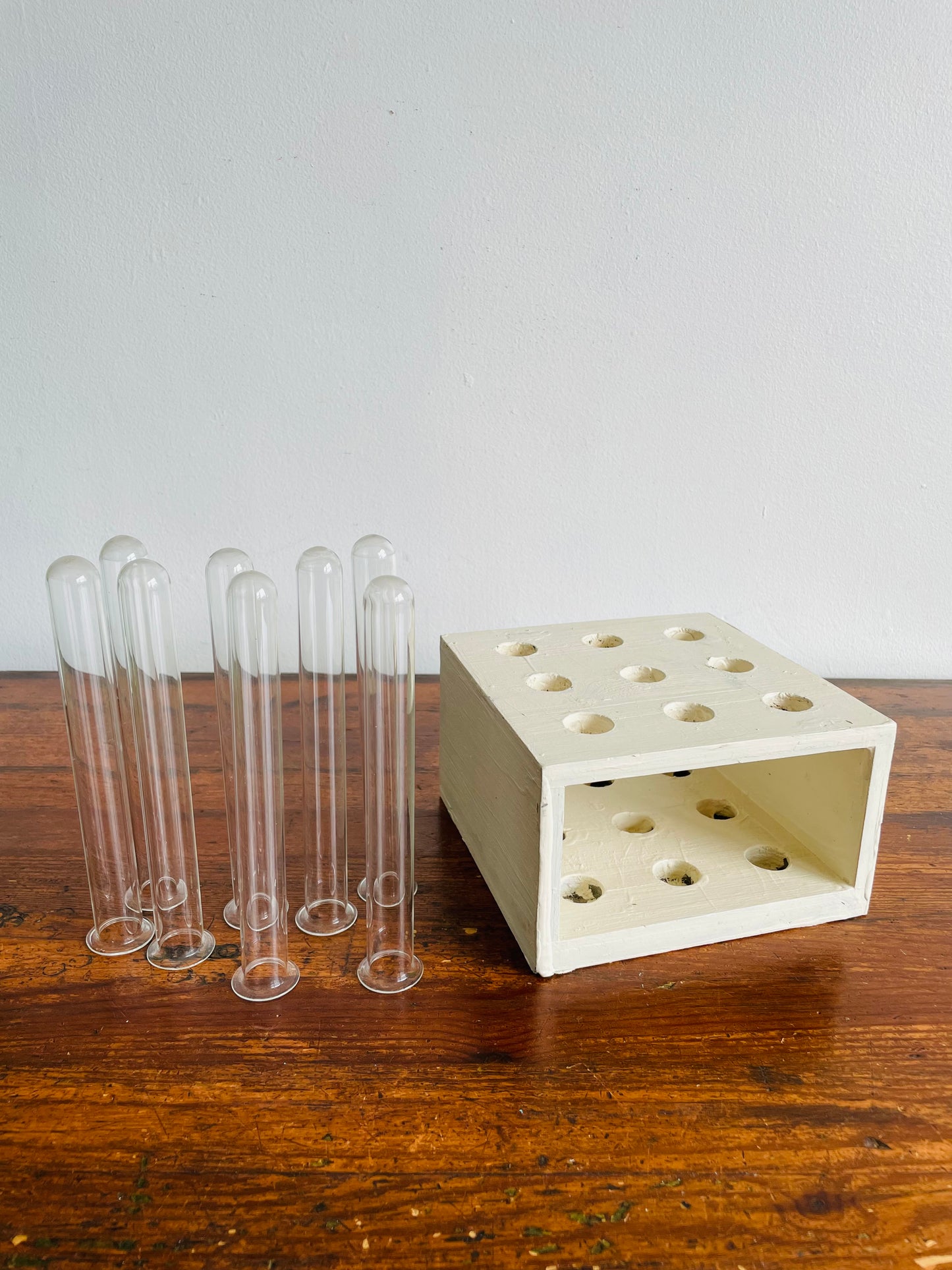 Handmade Wood Propagation Station with 8 Glass Test Tube Inserts