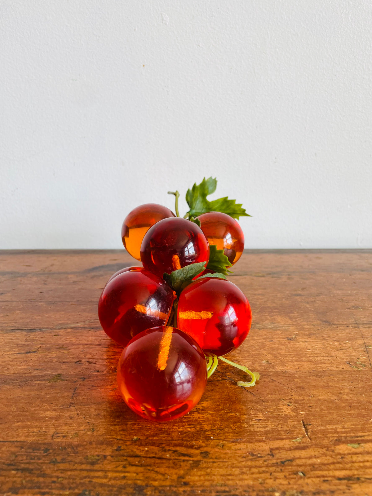 Vintage Mid-Century Modern Orange Amber Lucite Cluster of Grapes