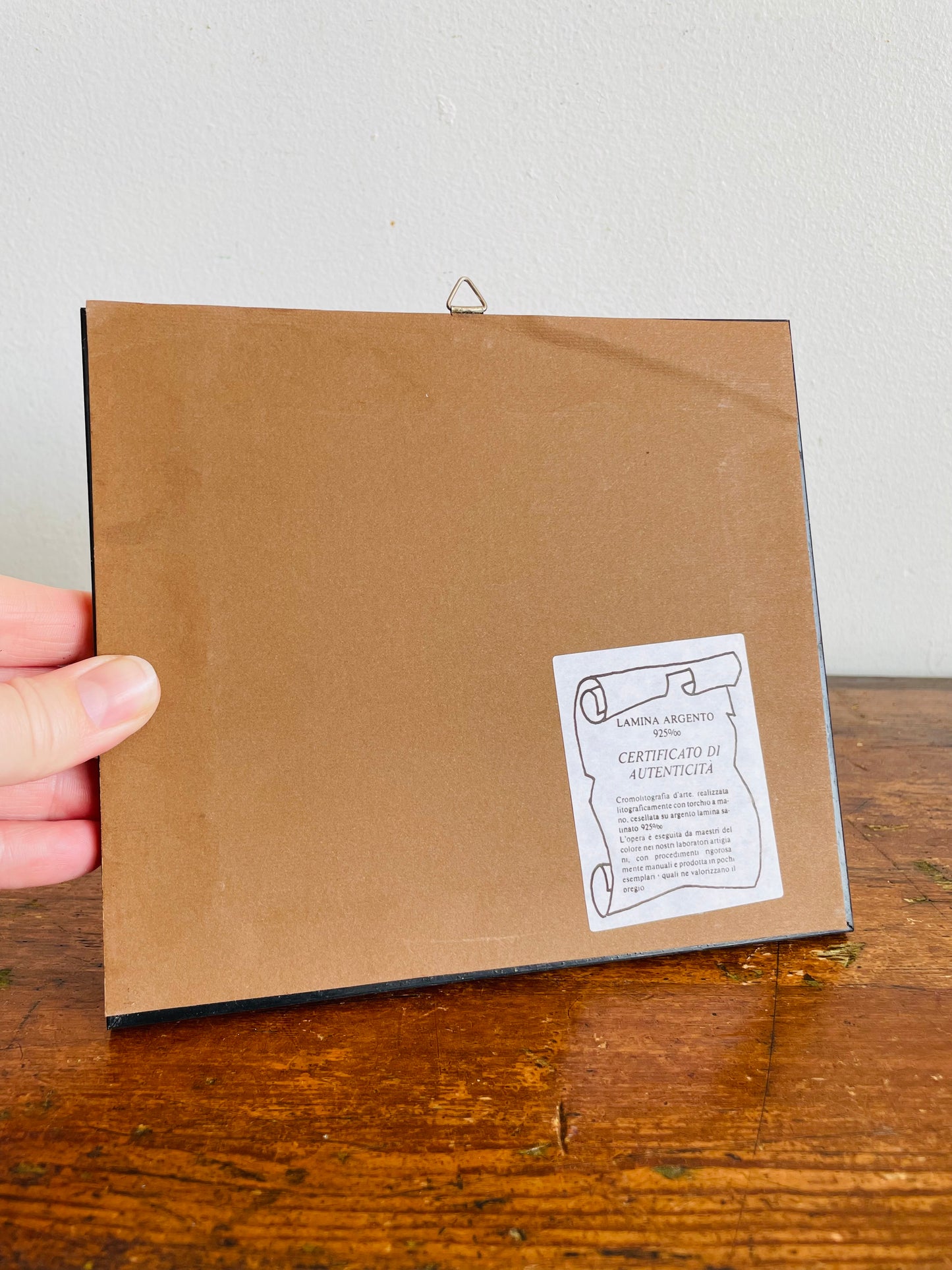 Vintage Lamina Argento 925 Hand-Pressed Chromolithograph Engraved on Satin-Finish Silver Foil Picture - The Last Supper Religious Scene  - Made in Italy