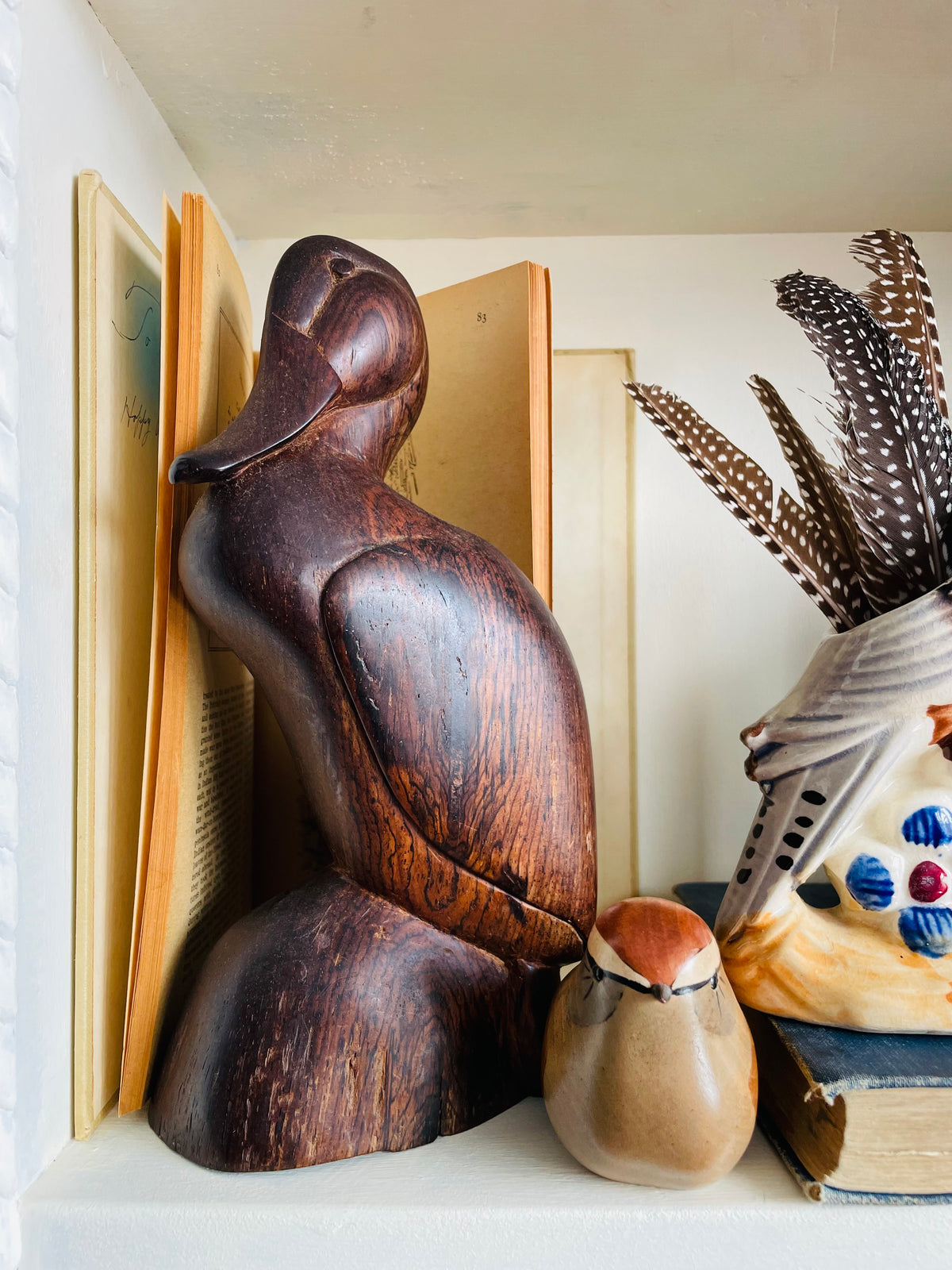 Vintage Hand-Carved Ironwood Duck Statue Figurine