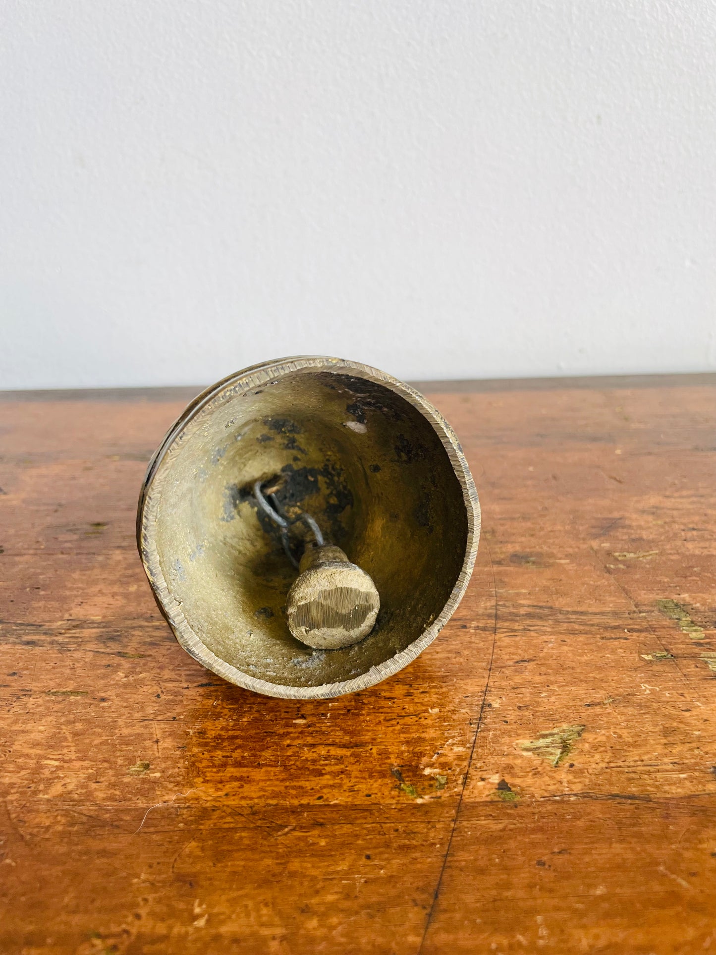 Vintage Heavy & Solid Brass Monastery Sanctuary Bell with Handle & Intricate Embossed Nativity Scene Design