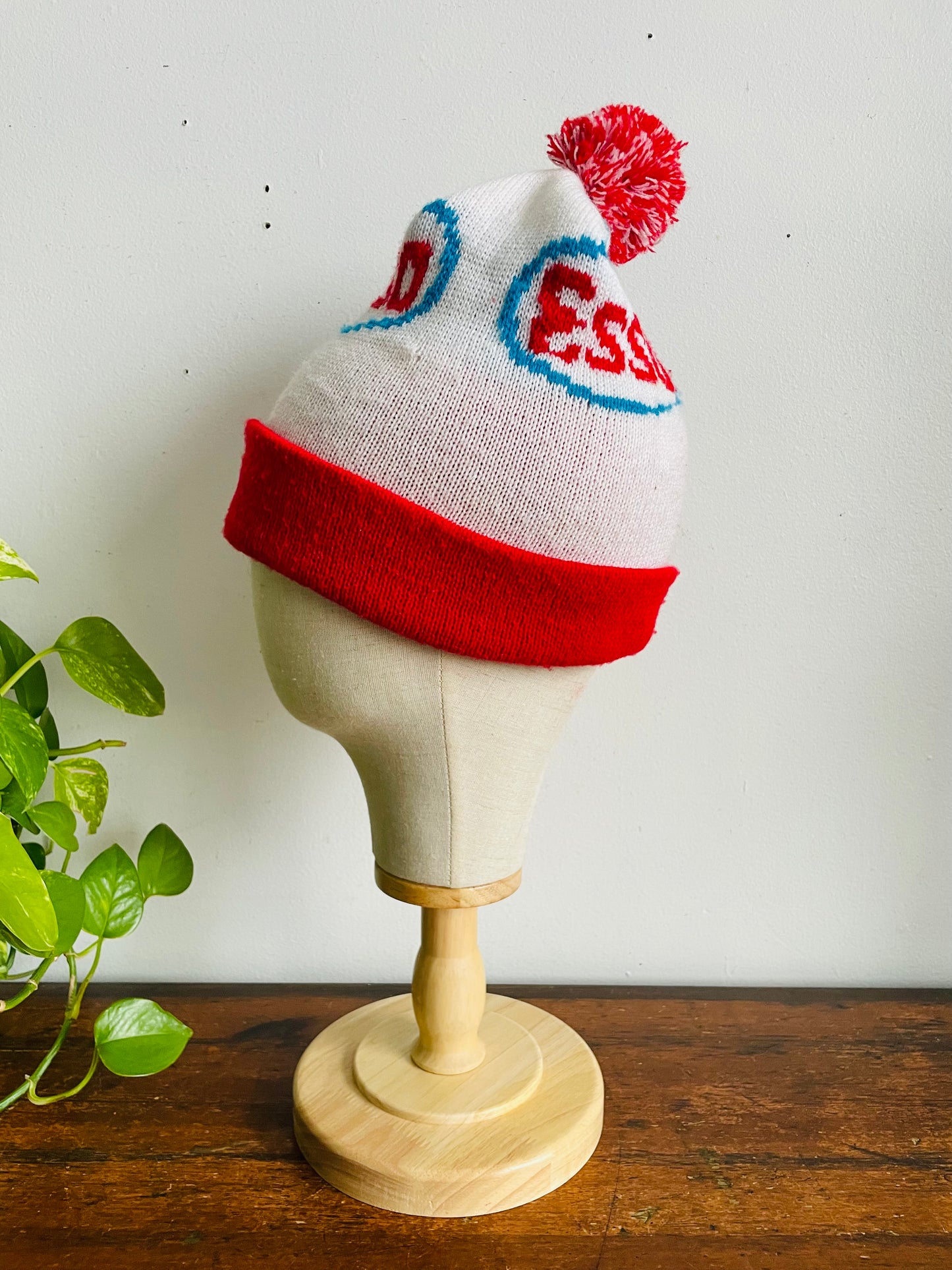 Vintage Esso Oil Gas Winter Toque Hat with Pompom