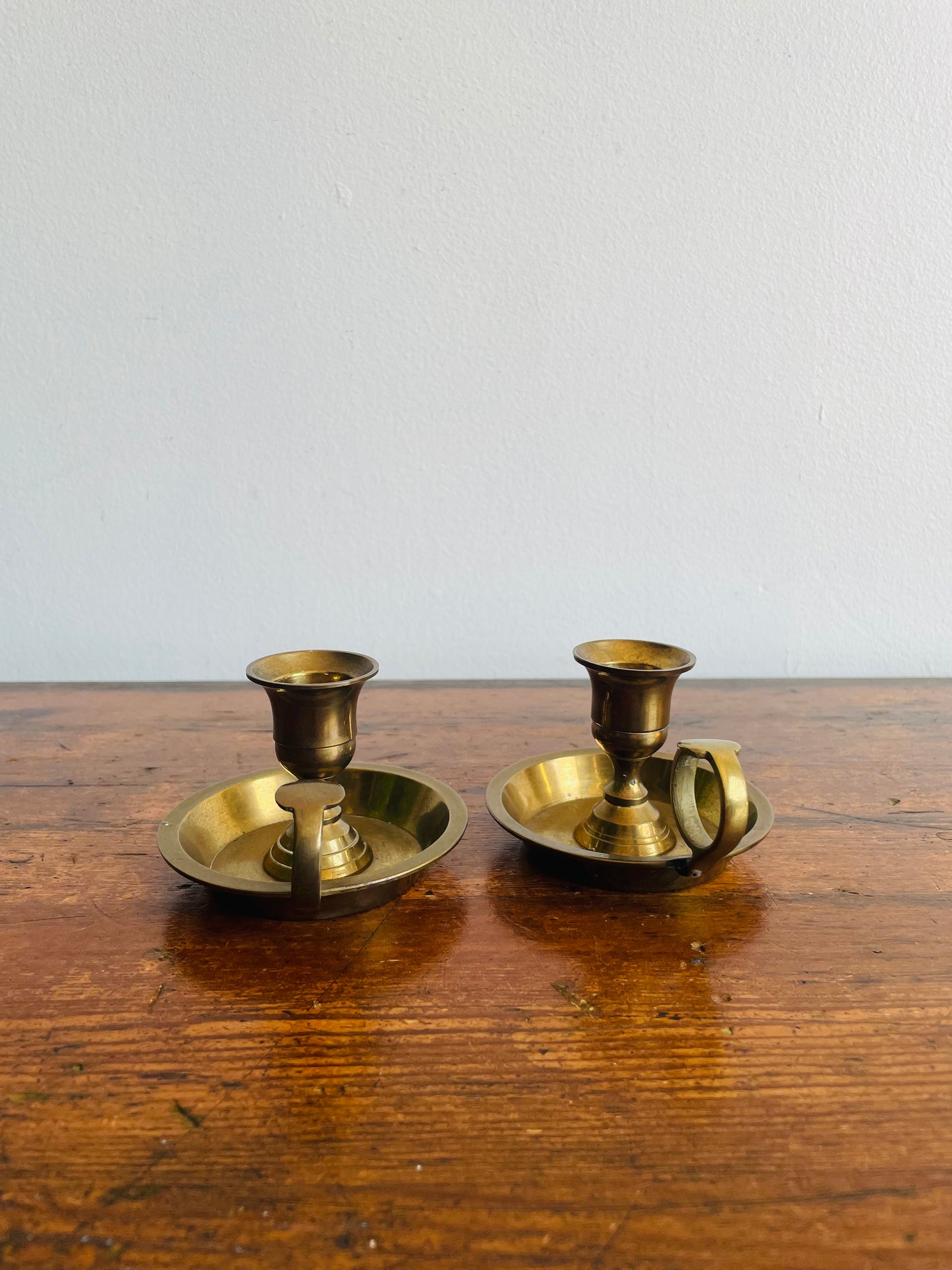 Solid Brass Chamberstick Candle Holders - Set of 2 - Made in India