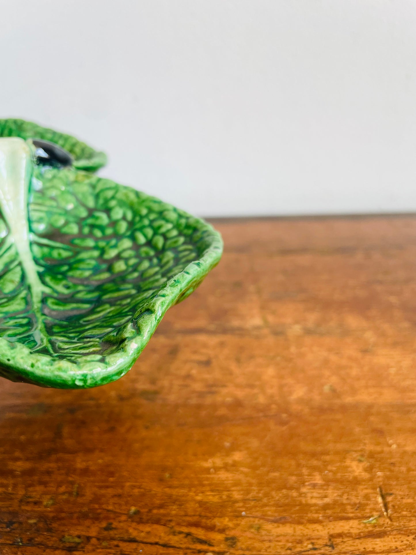 Vintage Cabbageware Cabbage Leaf Divided Double Bowl Dish - Trinkets, Jewellery, Serving, Etc.