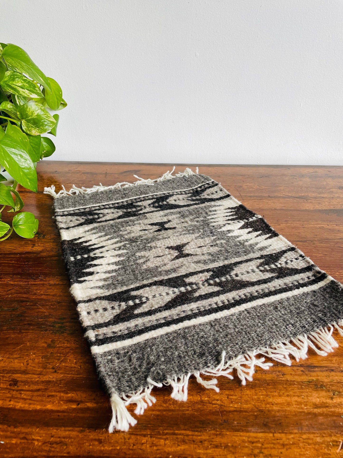 Mexican Woven Wool Placemat, Mini Runner, or Trivet Textile with Fringe