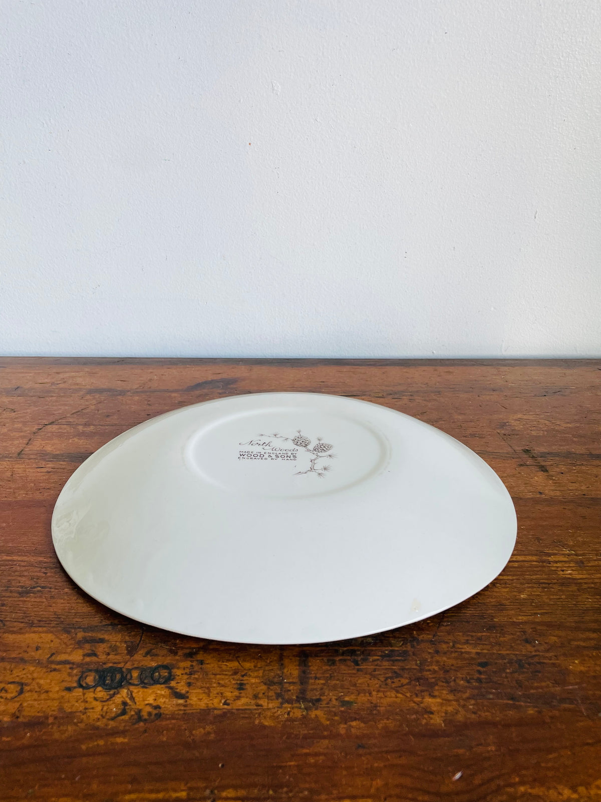 Vintage Wood & Sons "North Woods" Pattern Serving Platter Plate with Pinecone Design - Engraved by Hand - Made in England