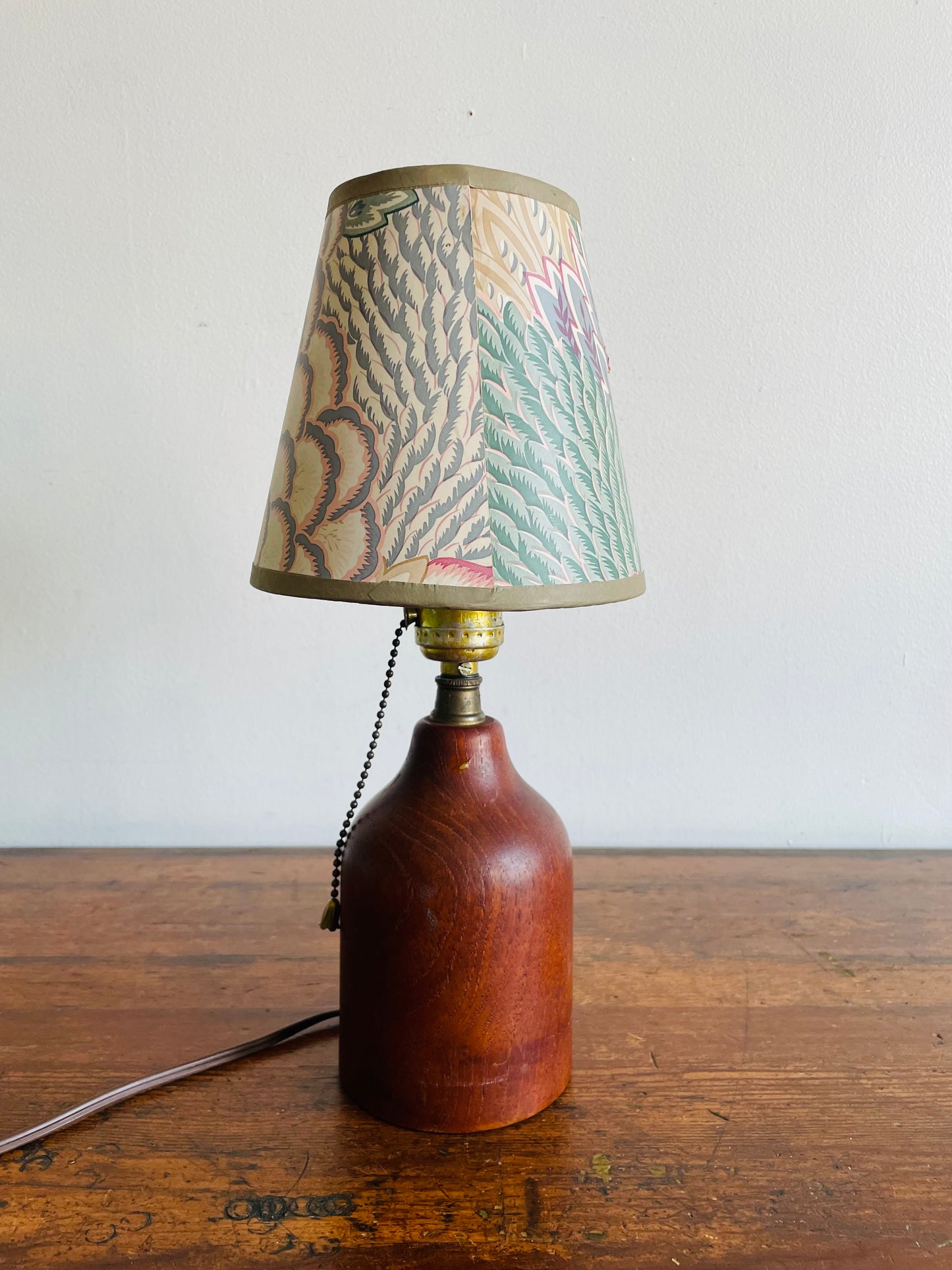 Small Mid-Century Modern Teak Wood Table Lamp