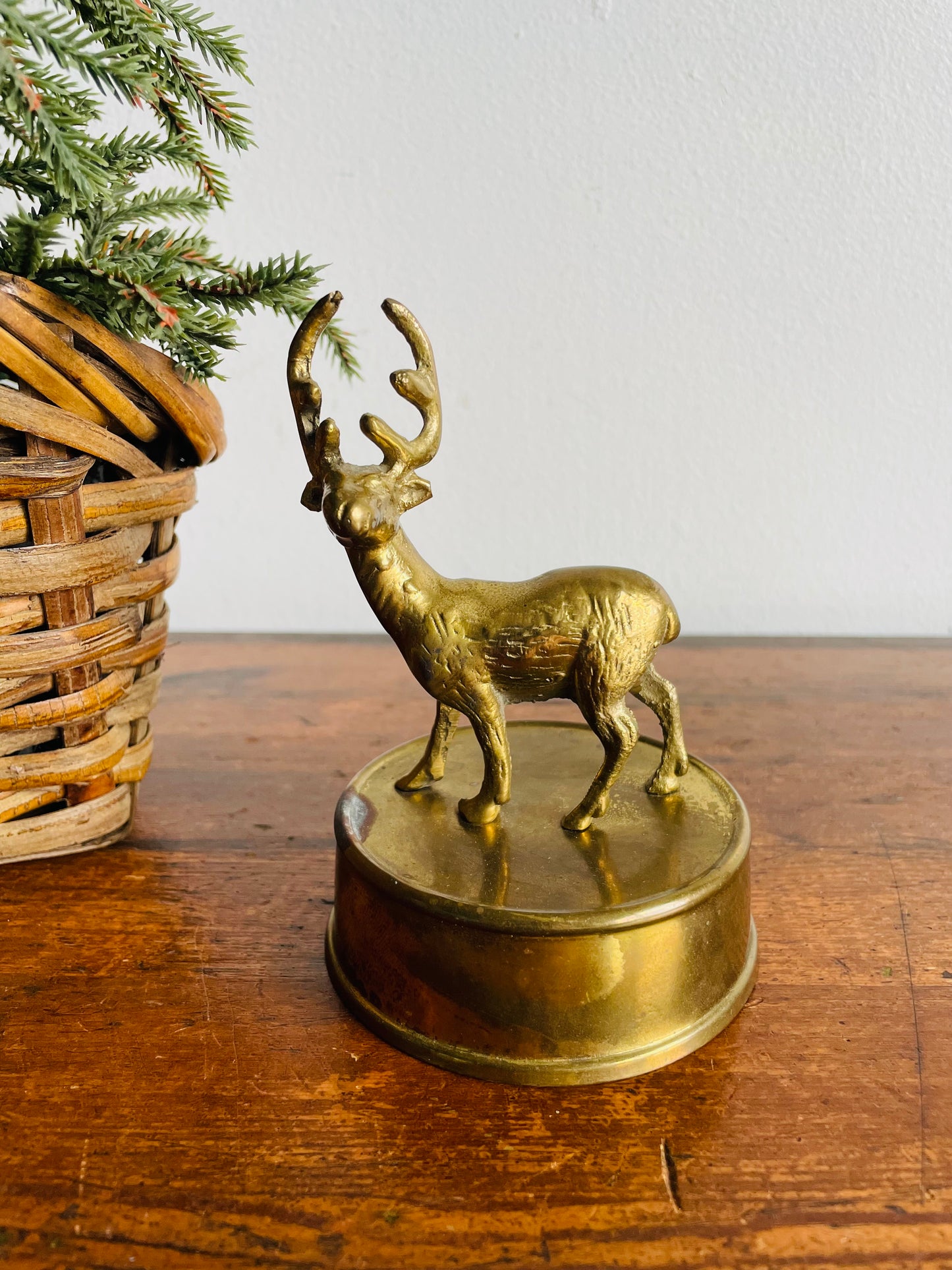 Solid Brass Reindeer on Pedestal