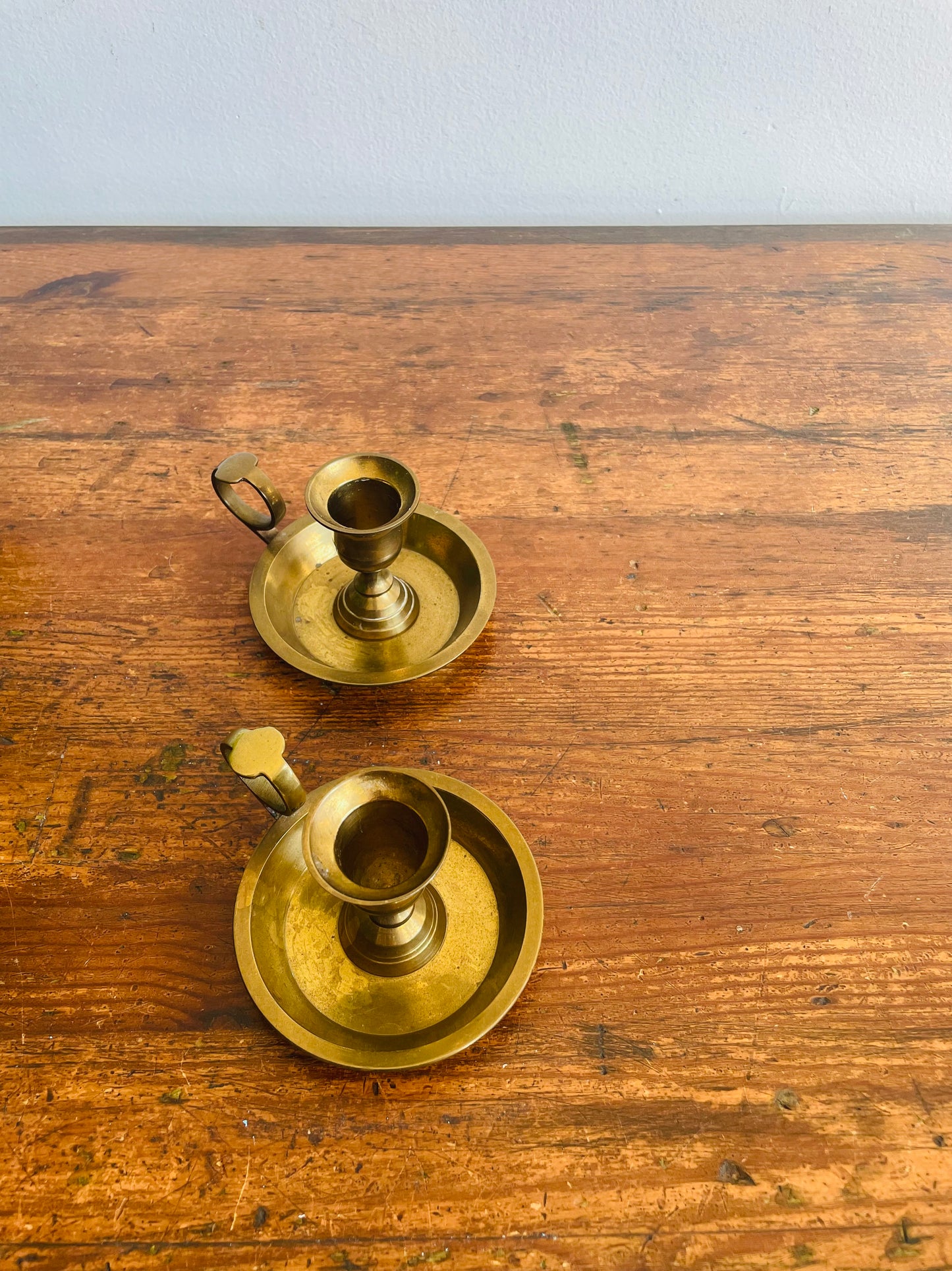 Solid Brass Chamberstick Candle Holders - Set of 2 - Made in India