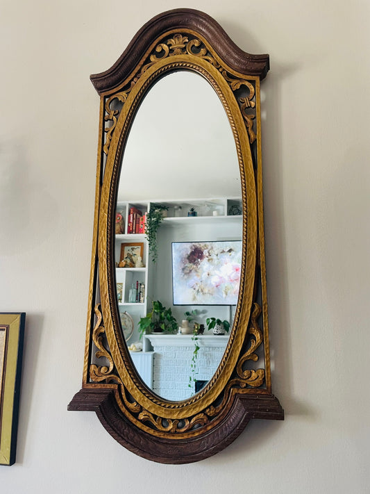 Syroco Oval Shaped Mirror with Gold Filigree - Made in USA
