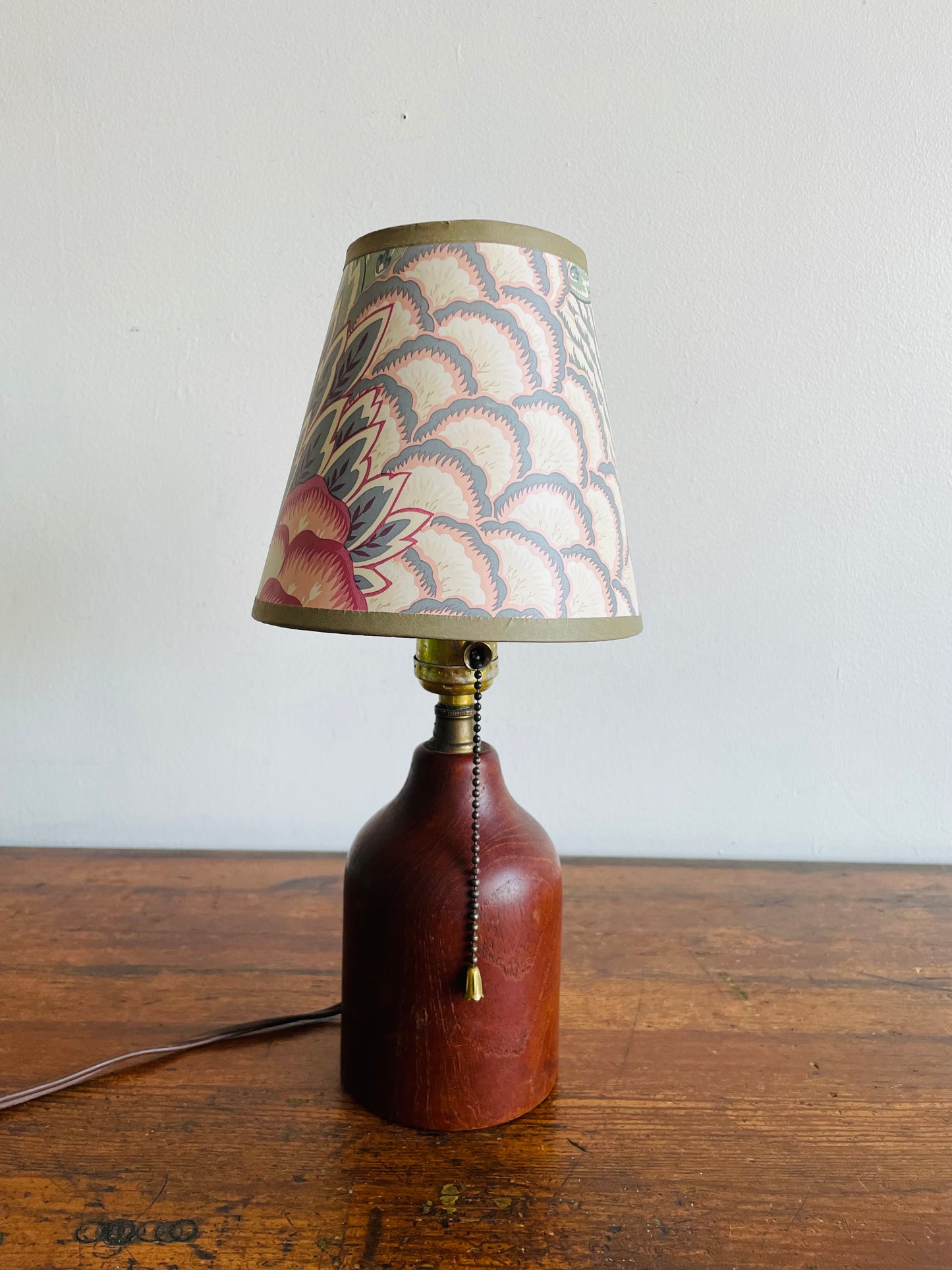 Small Mid-Century Modern Teak Wood Table Lamp