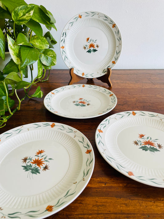 Adams Real English Ironstone Micratex Side Dish 8" Plates - Bittersweet Flower Pattern - Set of 4