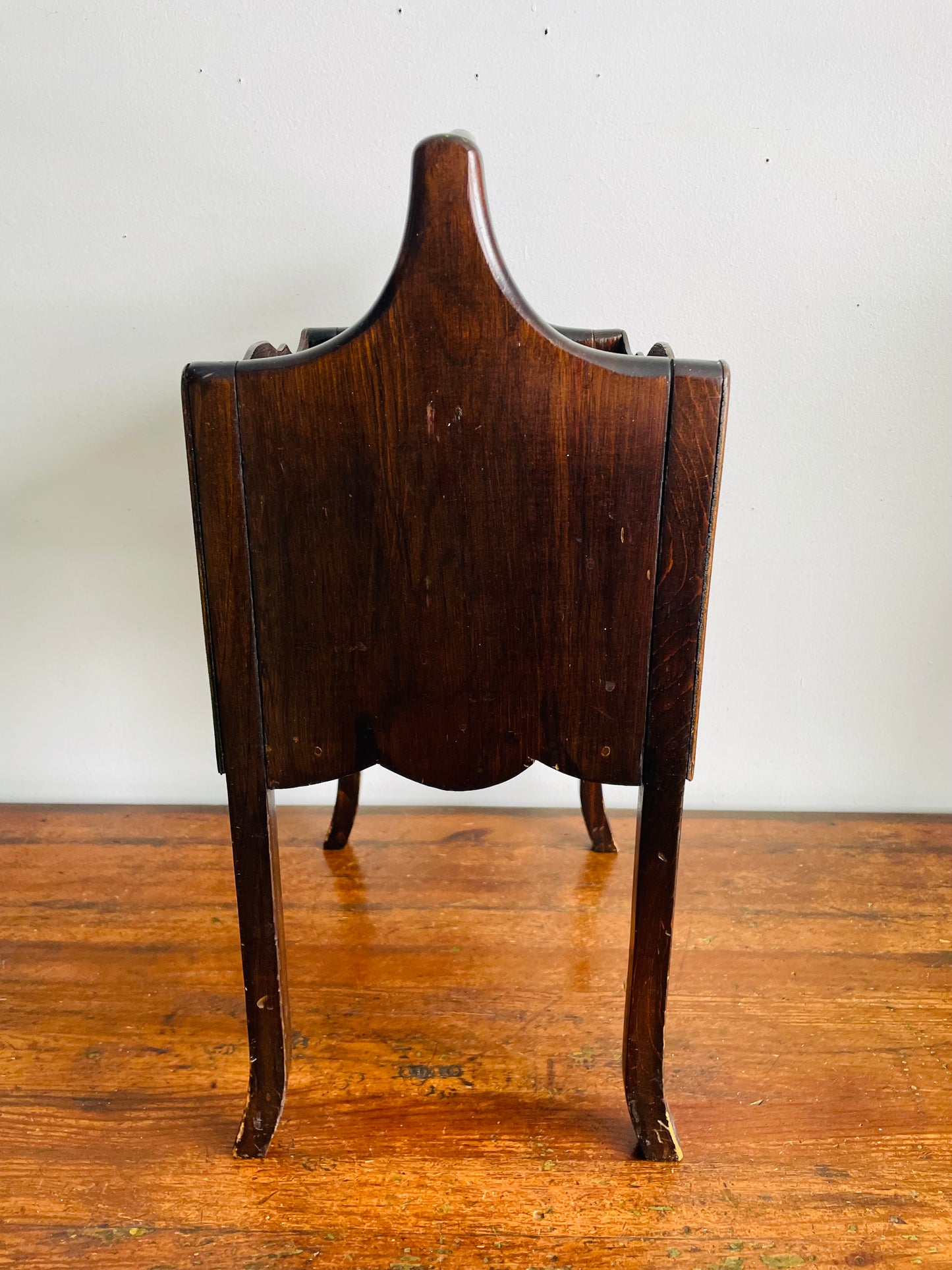 Vintage Standing Wood Magazine / Newspaper / Sheet Music / Book Rack Holder with Handle - Also Great for Knitting Supplies! - No Shipping