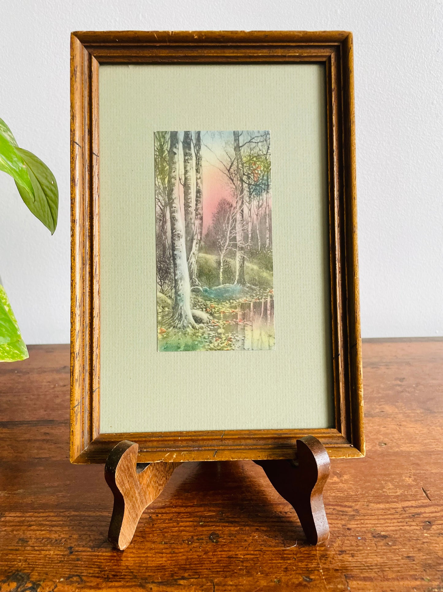 Framed Lithograph Print Picture of Sunrise Coming Through the Forest