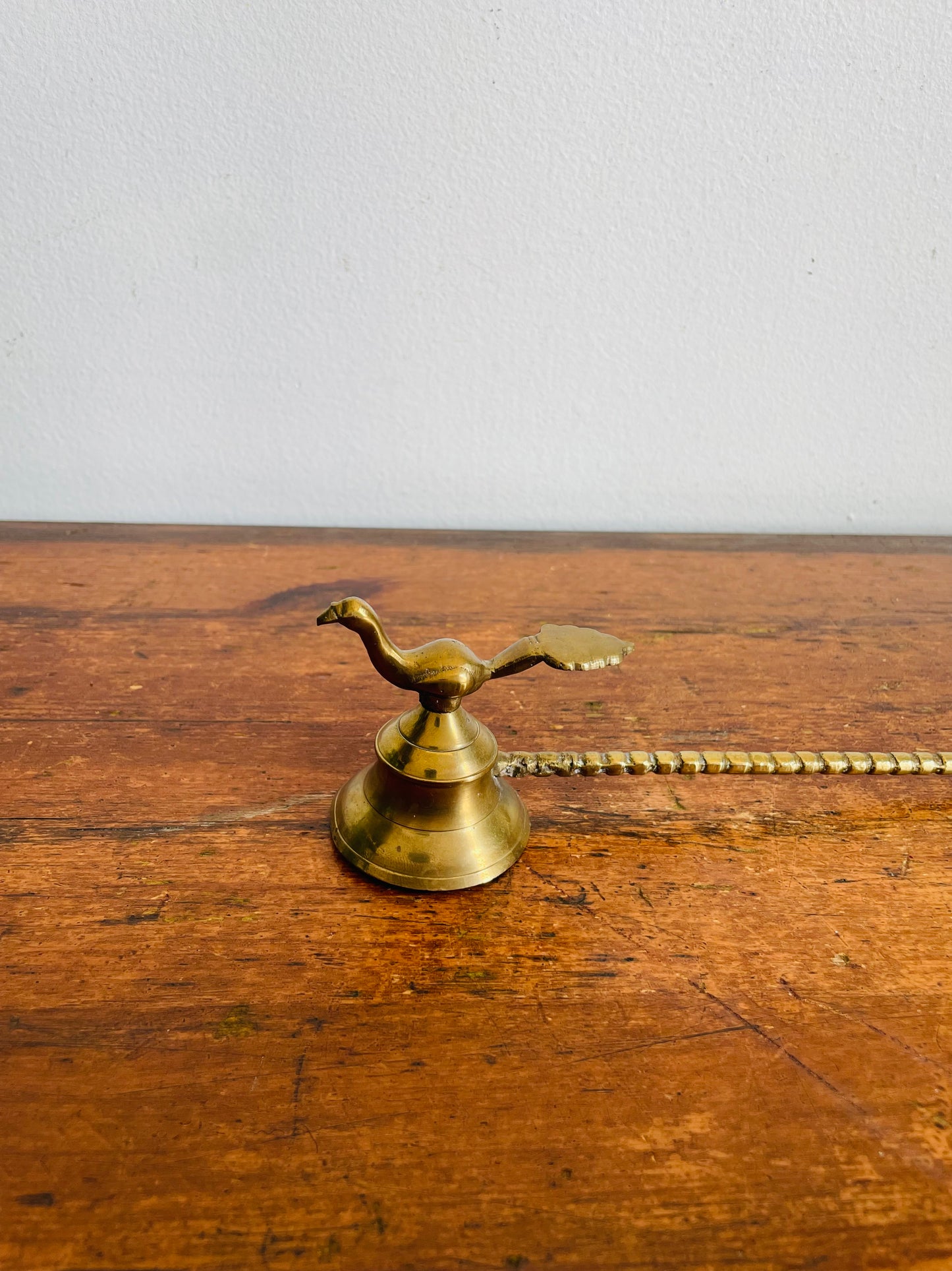 Vintage Solid Brass Candle Snuffer with Bird Figurine Design