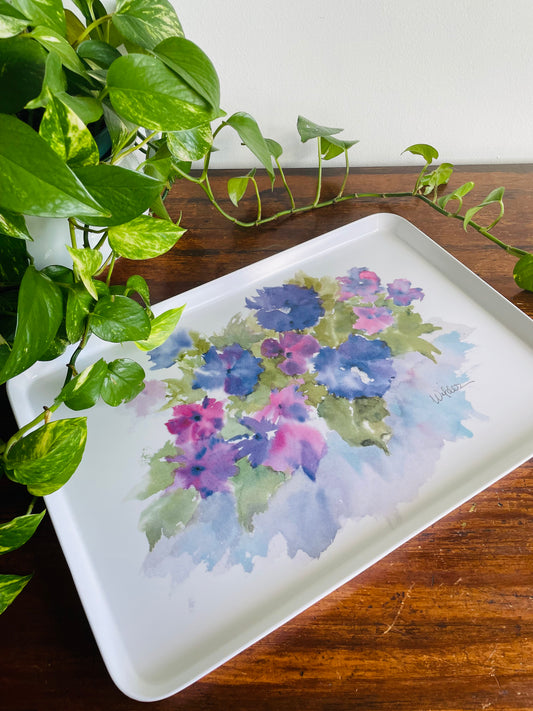 Melplus by R2S Melamine Decorative or Serving Tray with Watercolour Flower Design - Made in Italy #2
