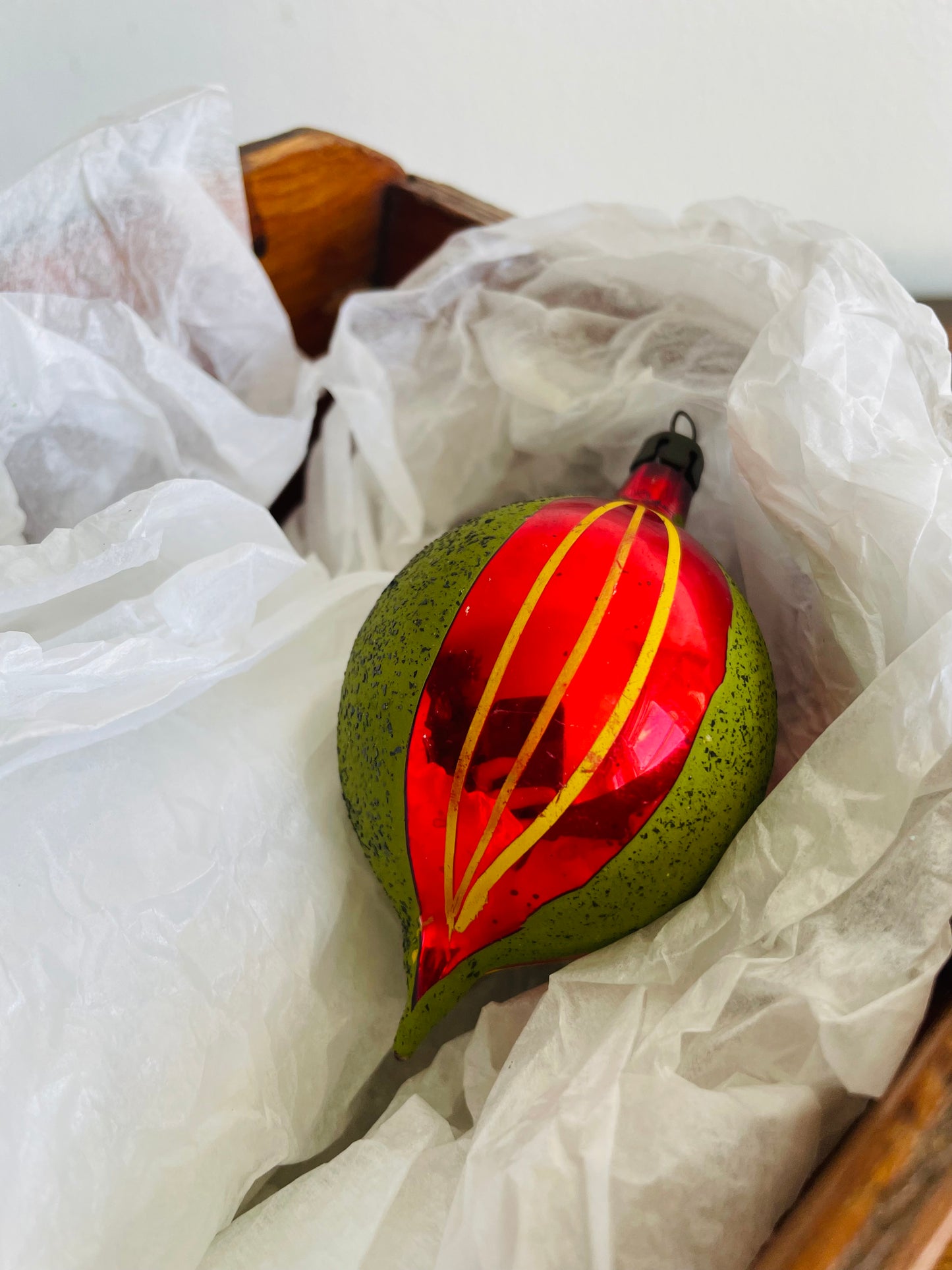 Green, Red & Yellow Glass Indent Ornament - Made in Poland