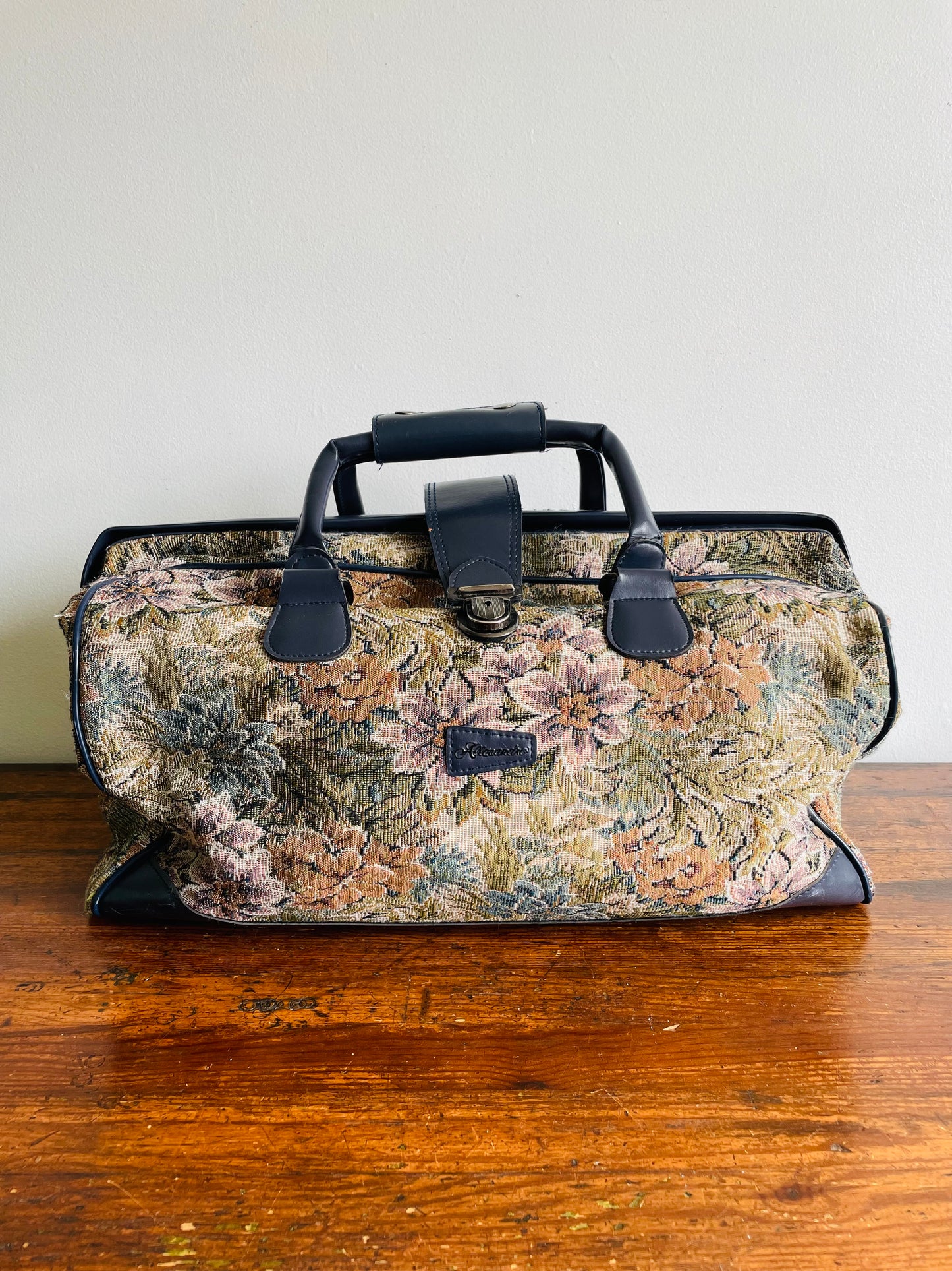 Allasandro Weekender Carry-On Bag or Overnight Duffel with Floral Tapestry Fabric - Made in Taiwan