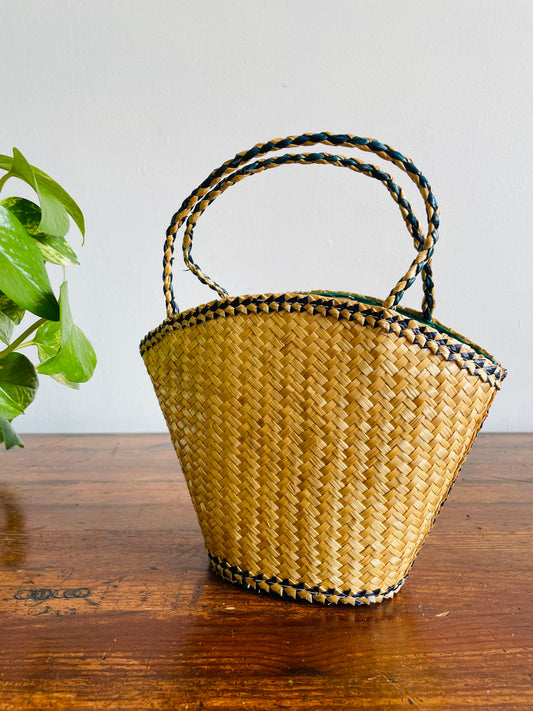 Mini Lined Woven Straw Purse with Cute Raffia Design - Made in the People's Republic of China
