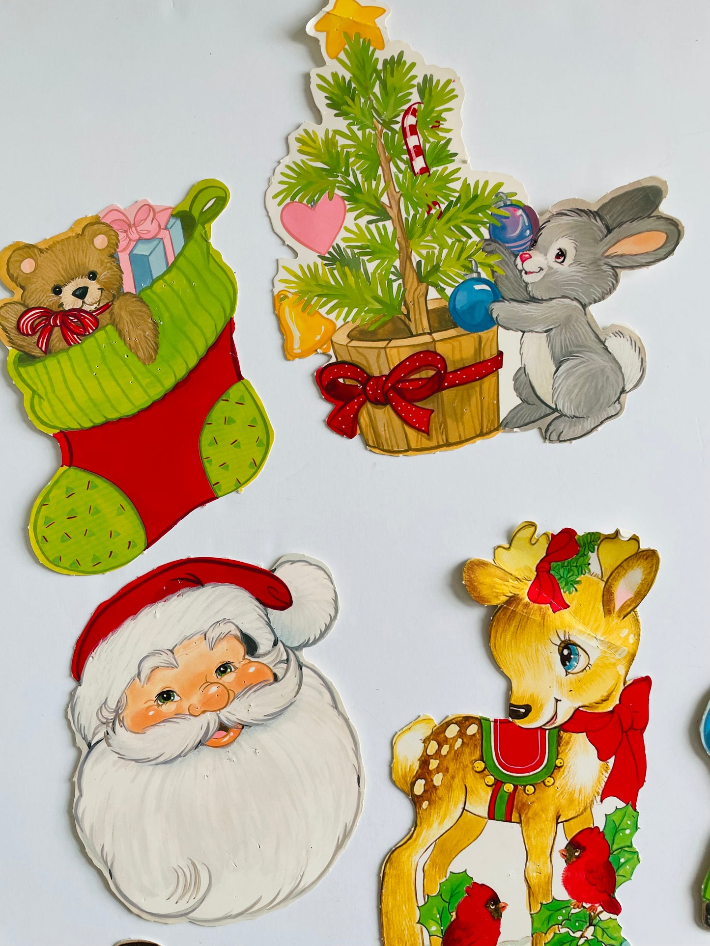 Vintage Collection of Small Christmas Cardboard Cutouts - Set of 12 - Eureka Christmas Punch-Outs