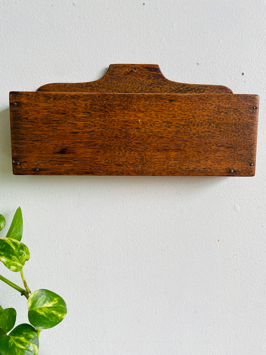Vintage Wood Wall Pocket - Can Stand or Hang - Letter Holder or Other Storage