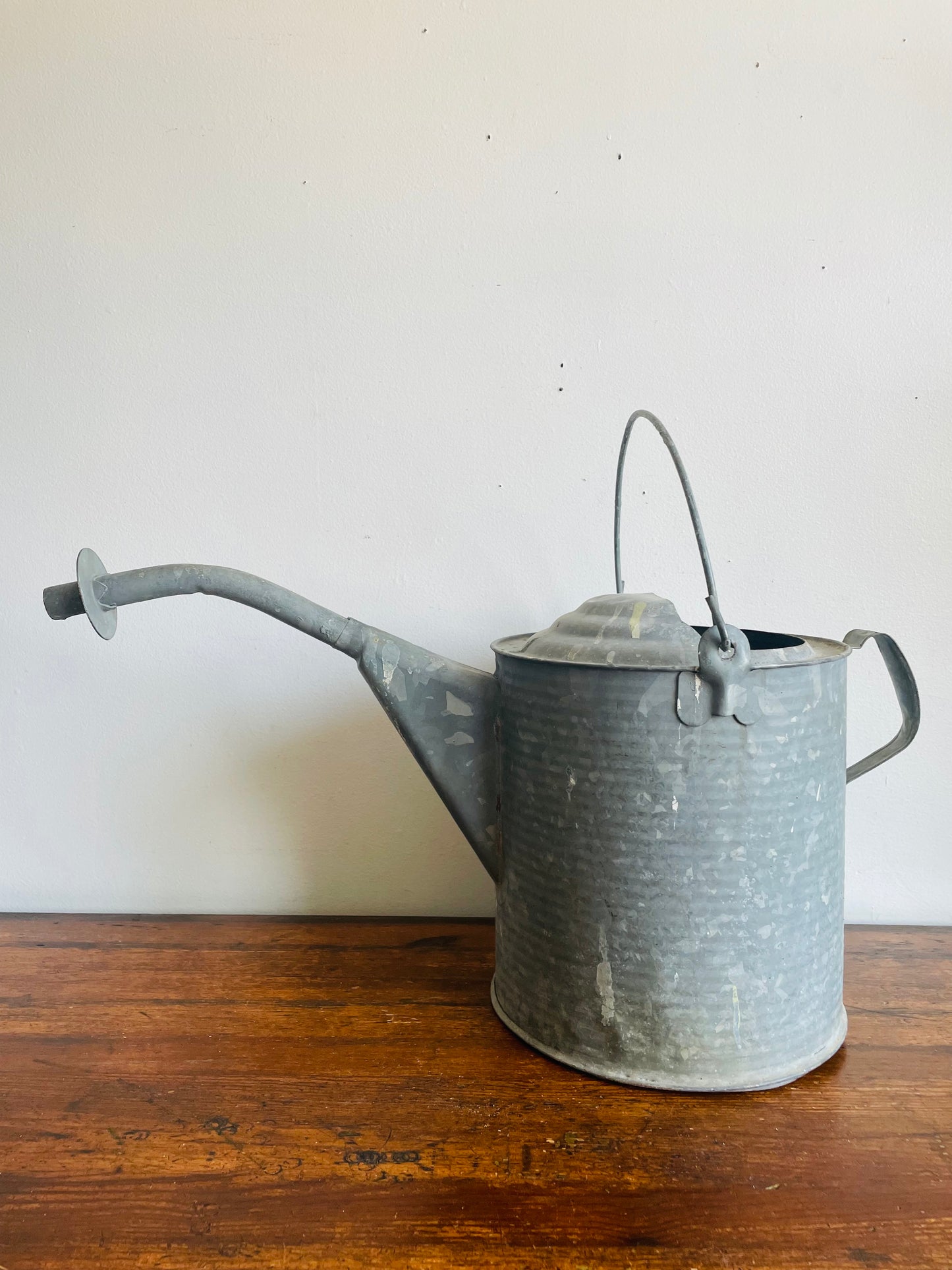 Vintage Large Zinc Galvanized Metal Watering Can with Pour Spout- Outdoor Use & Rustic Garden Decor - Tested & Holds Water