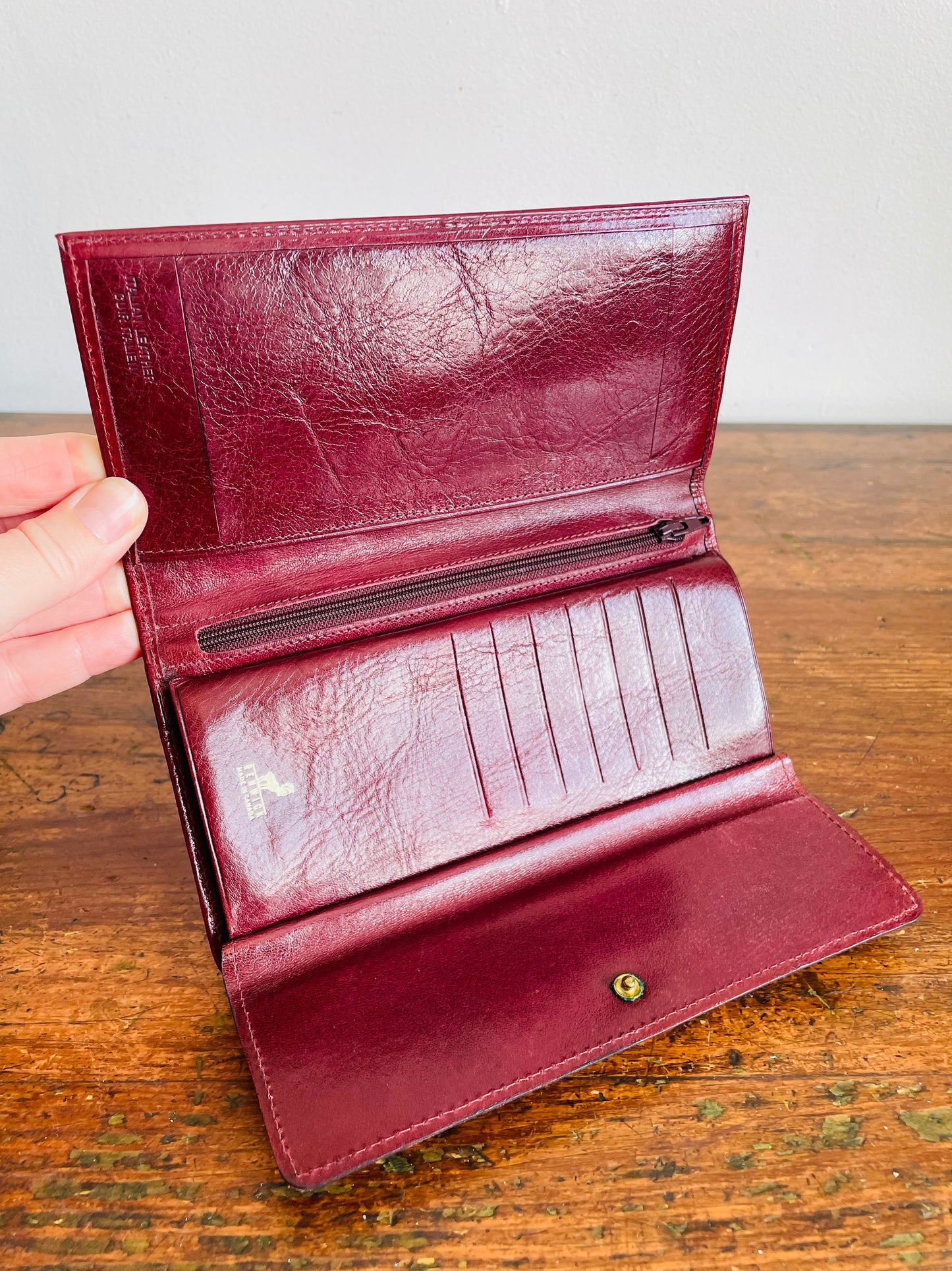 Vintage Renwick Made in Canada Wallet - Italian Leather - Burgundy Brown with Gold Hardware