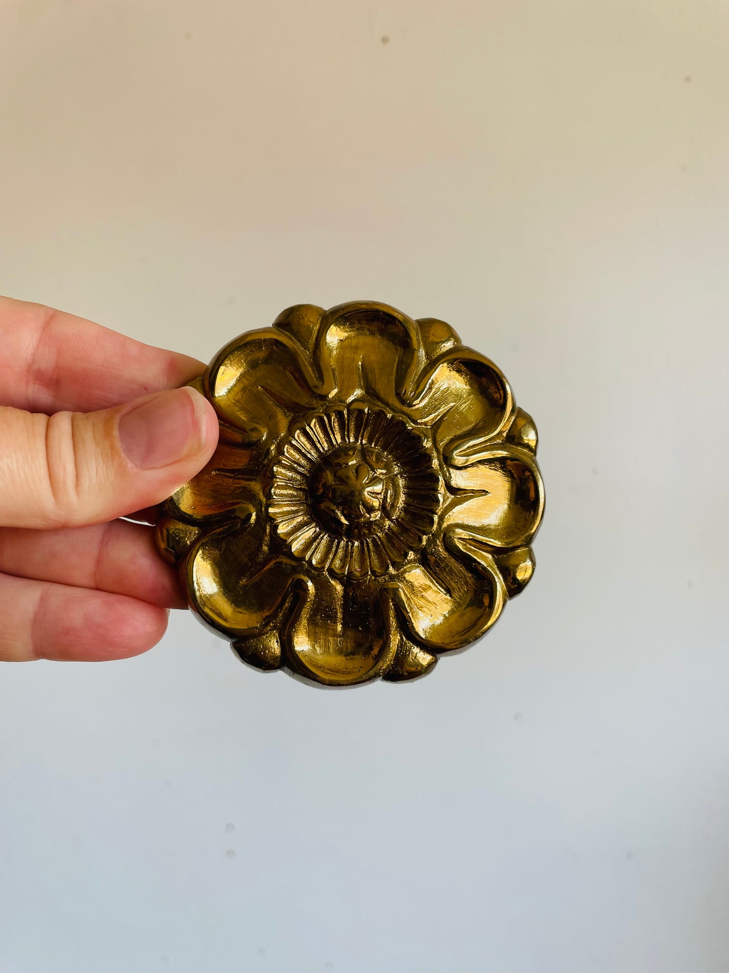 Vintage Pair of Ornate Brass Floral Curtain Tiebacks / Holdbacks or Wall Hook Decor - Set of 2