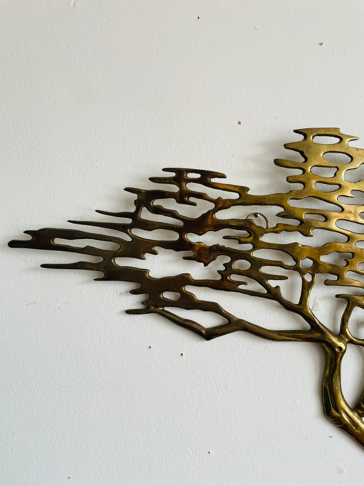 Vintage Mid-Century Modern Solid Brass Tree Wall Hanging Art - No Shipping
