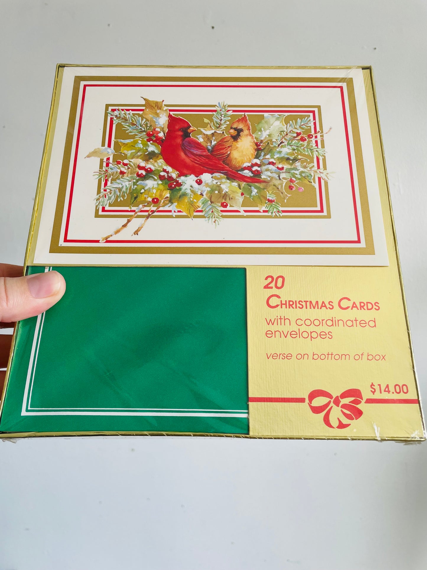 Brand New Vintage Box of Christmas Cards with Cardinal Birds #2 - 20 Cards with Coordinated Envelopes
