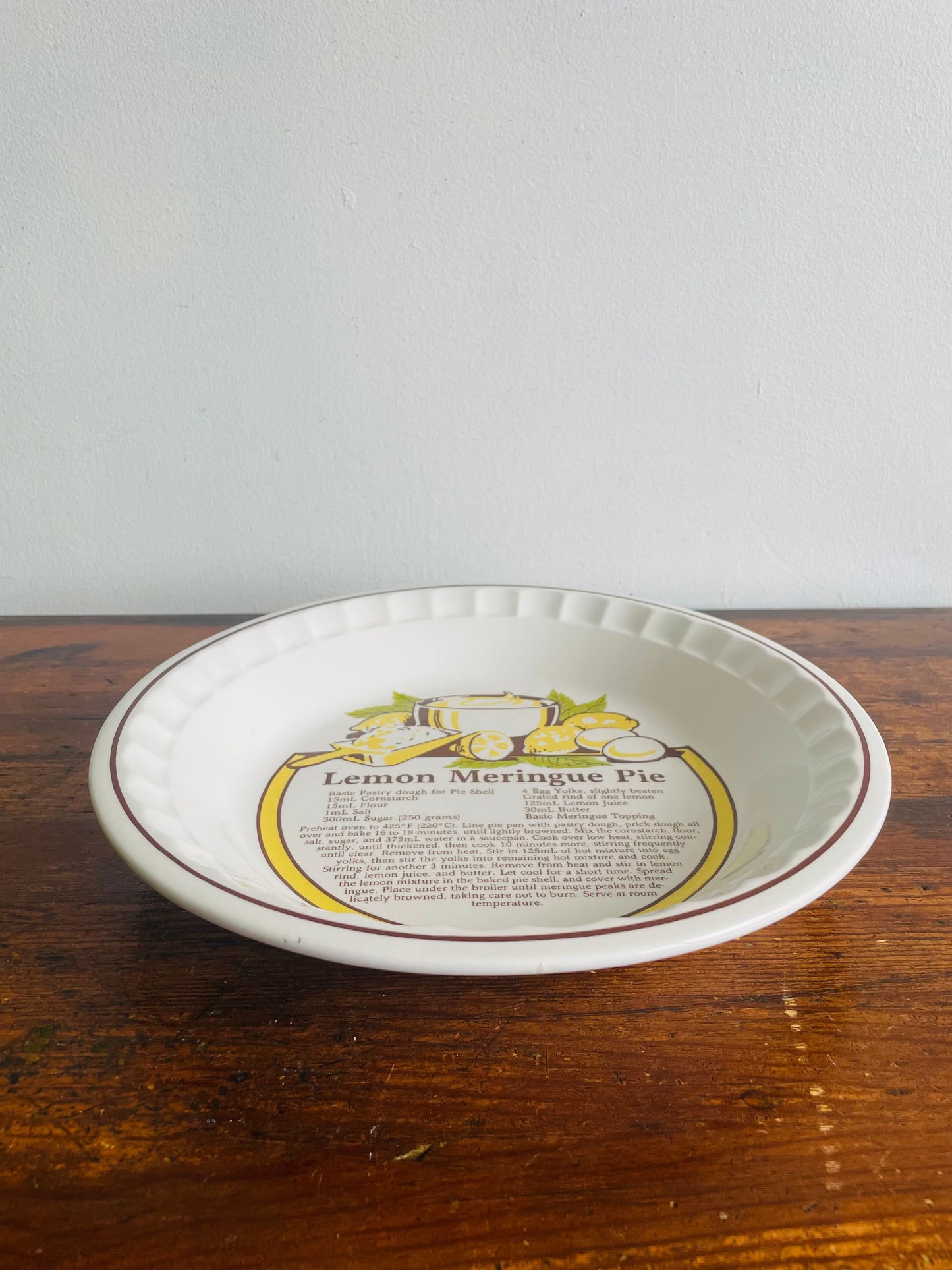 Lemon Meringue Pie 10.75" Plate with Recipe - C.E. Springer - Made in Korea