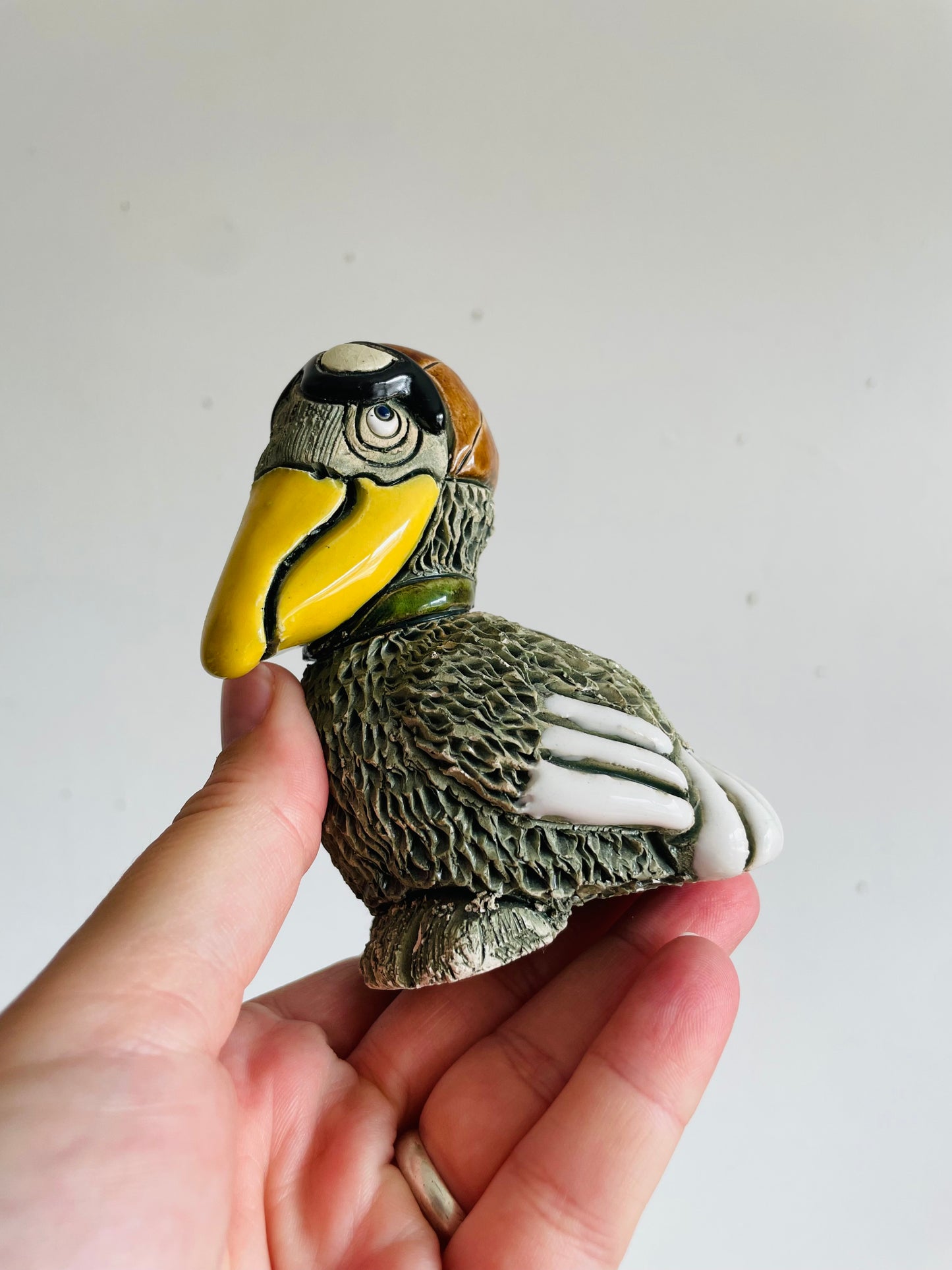 Vintage Artesania Rinconada Uruguay Pottery Aviator Pelican Figurine