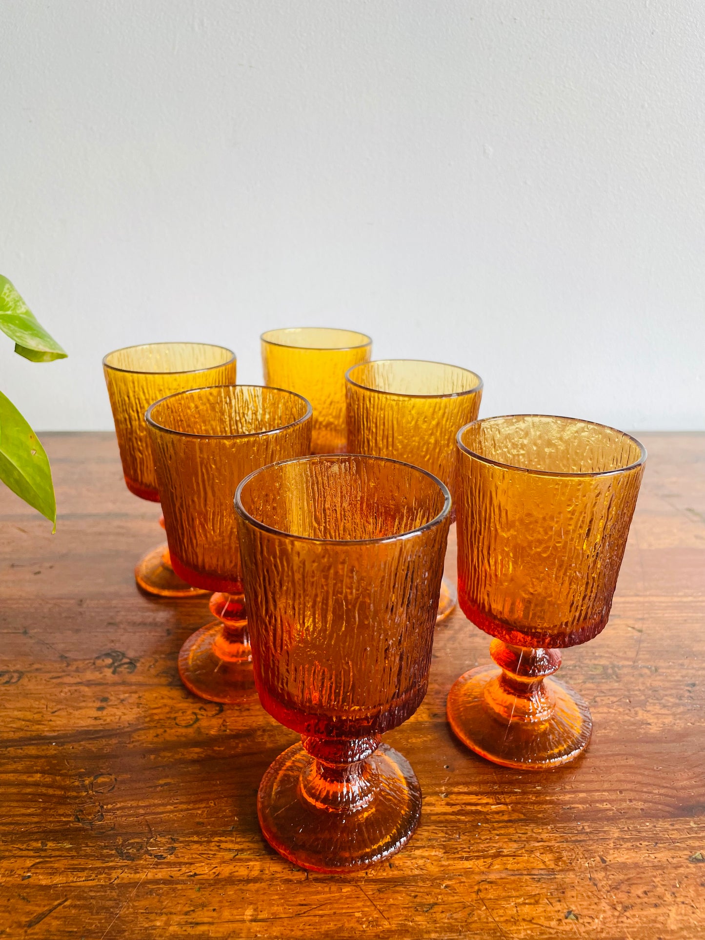 Ravenhead Siesta Amber Glass 4.75" Goblets - Set of 6