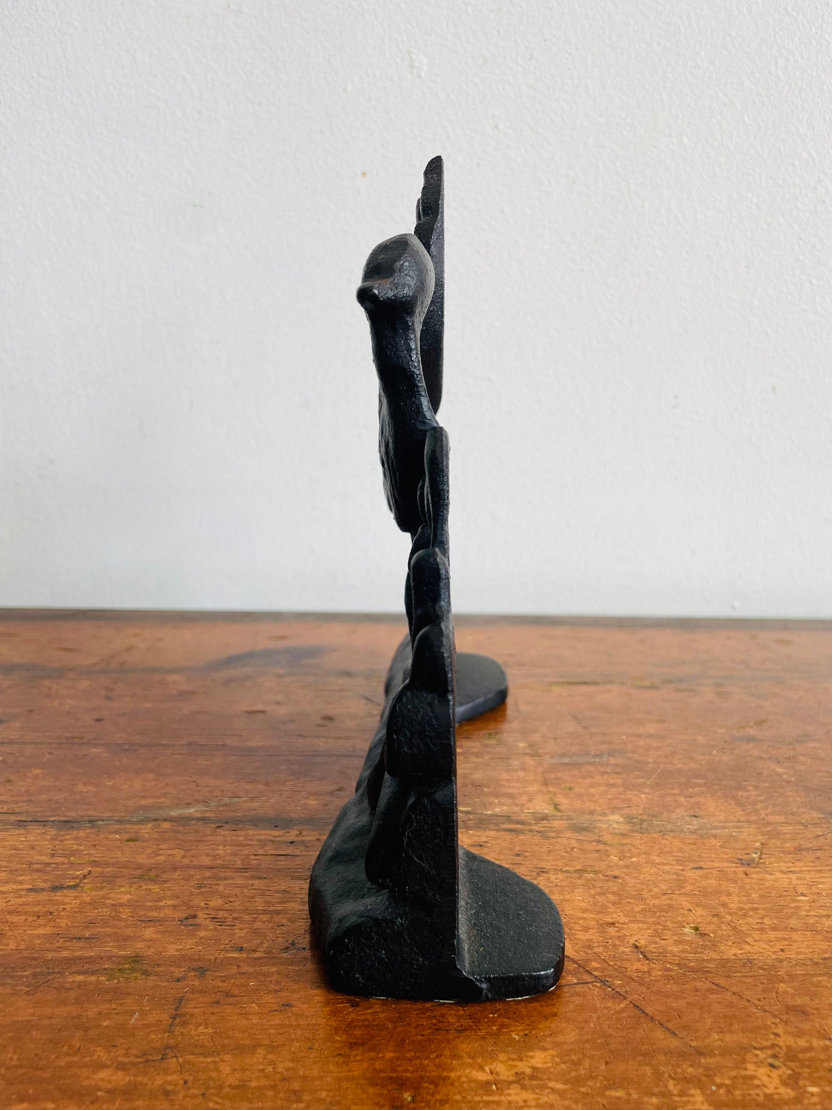Vintage Heavy Black Cast Iron Faithful Robin Bird Doorstop or Bookend