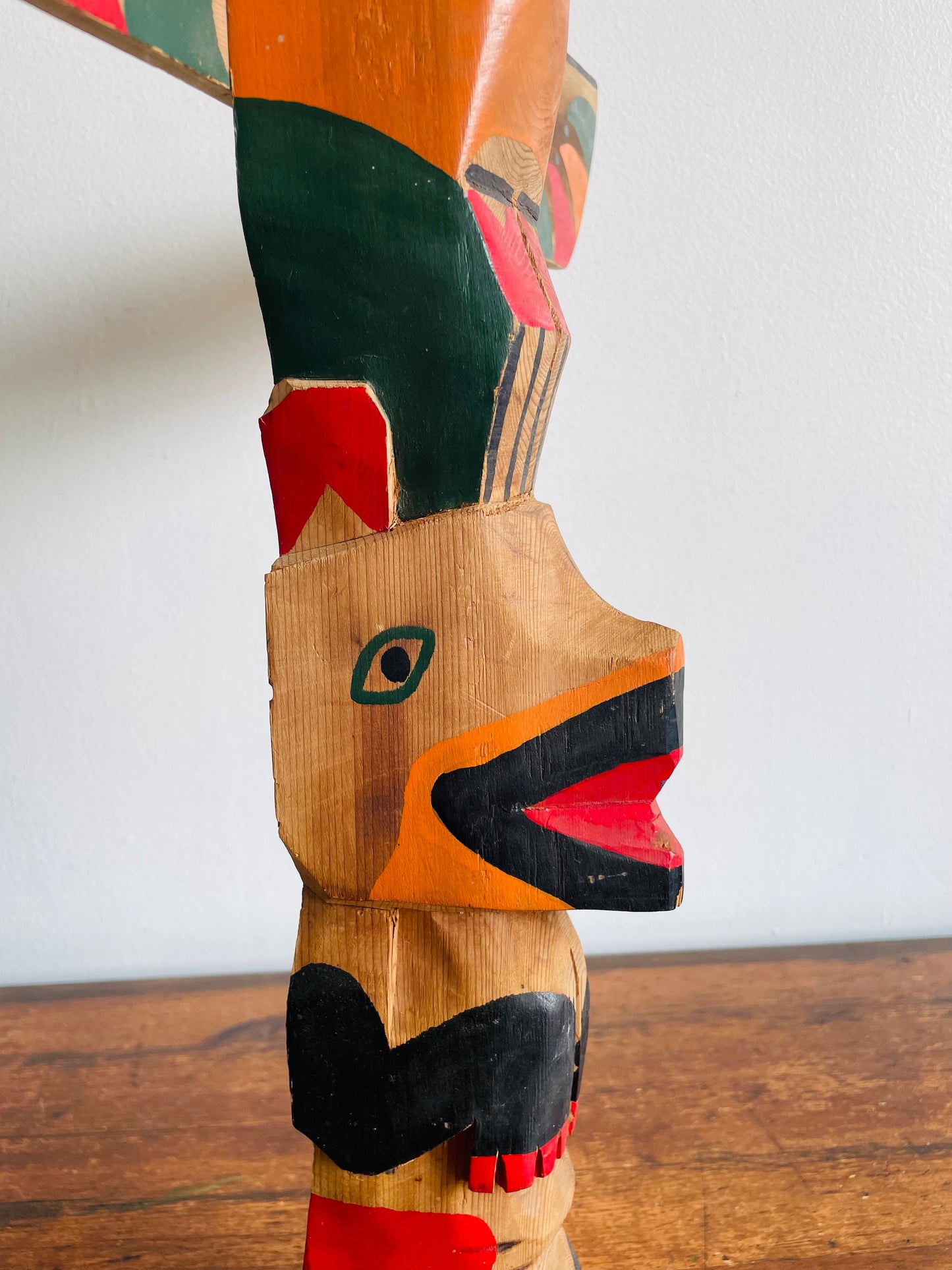 Handmade & Painted Carved Wood Totem Pole