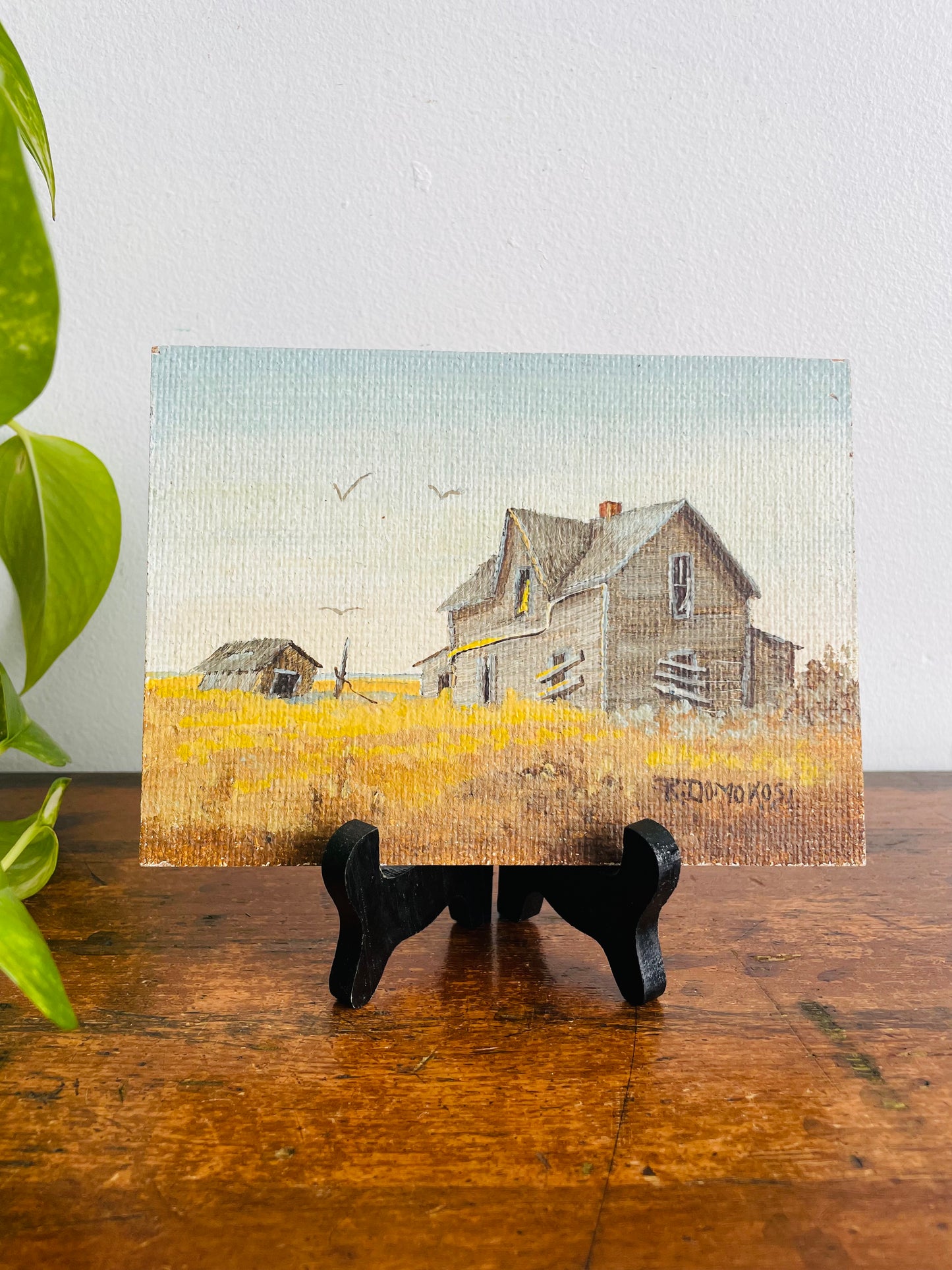 Original Art Painting on Board Picture - #7 "Abandoned House" - Signed by Rose Domokos - Regina, Saskatchewan