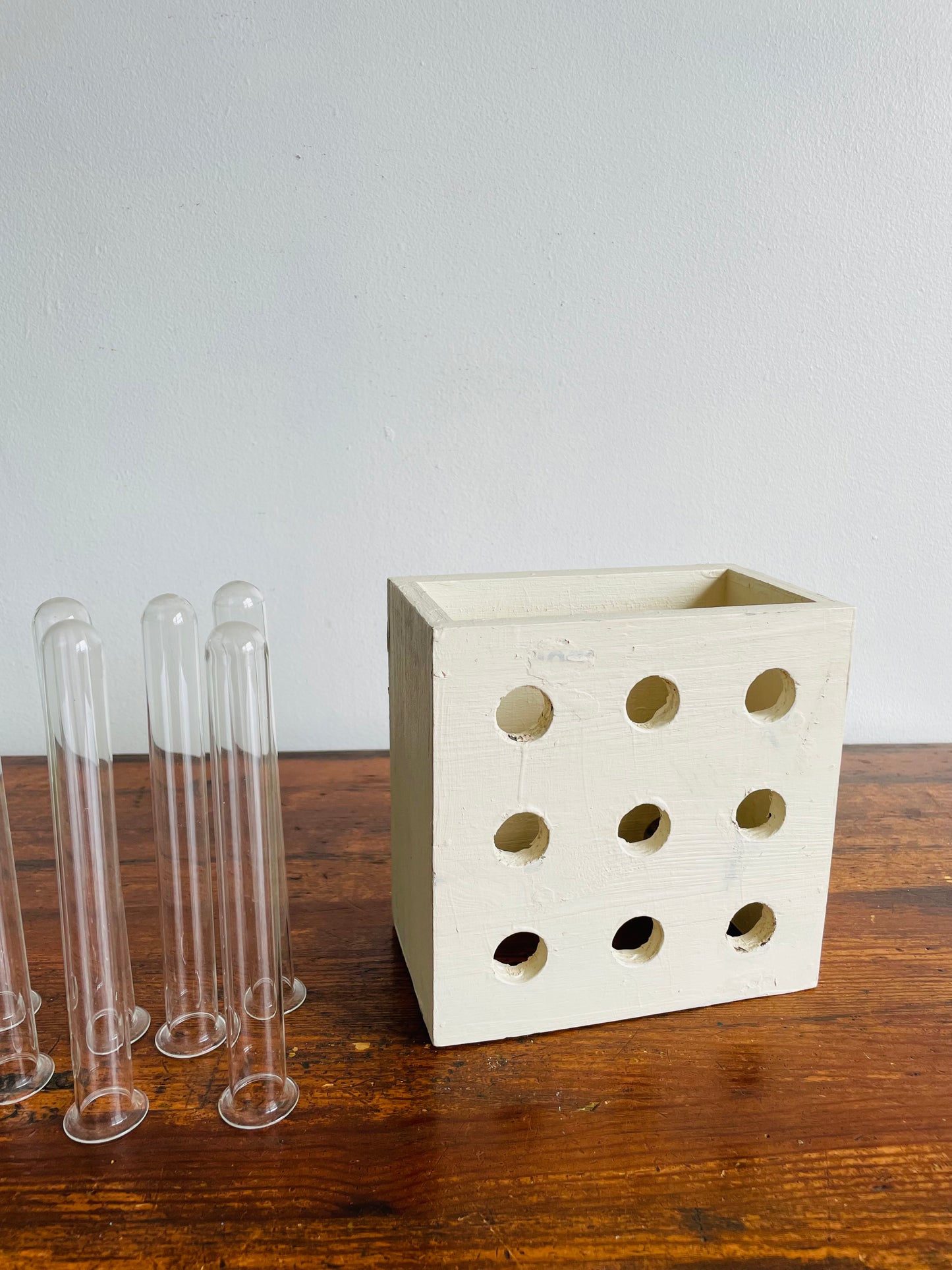 Handmade Wood Propagation Station with 8 Glass Test Tube Inserts