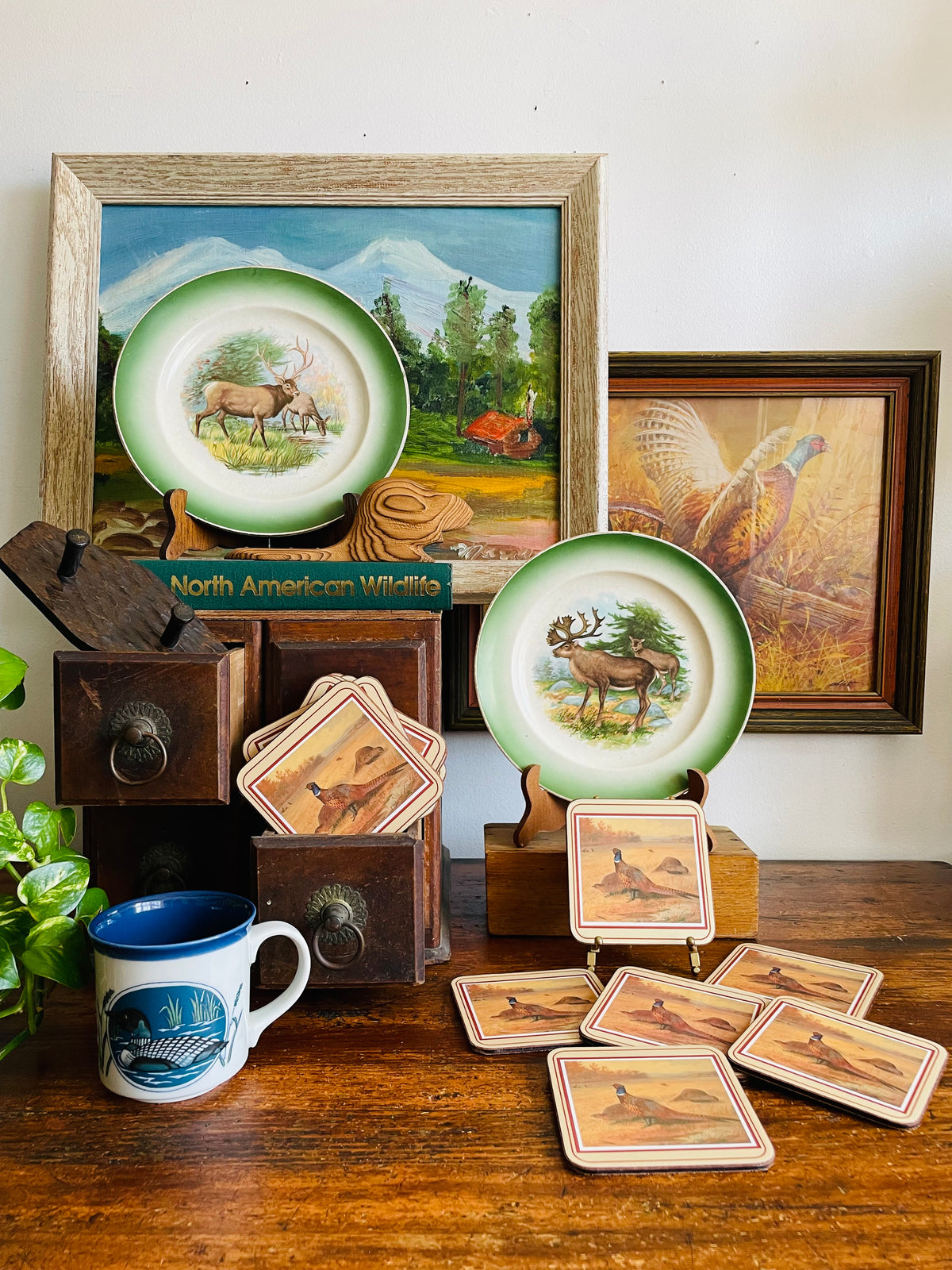 Vintage Wood Wall Hook Hanger with Two Hooks for Hanging