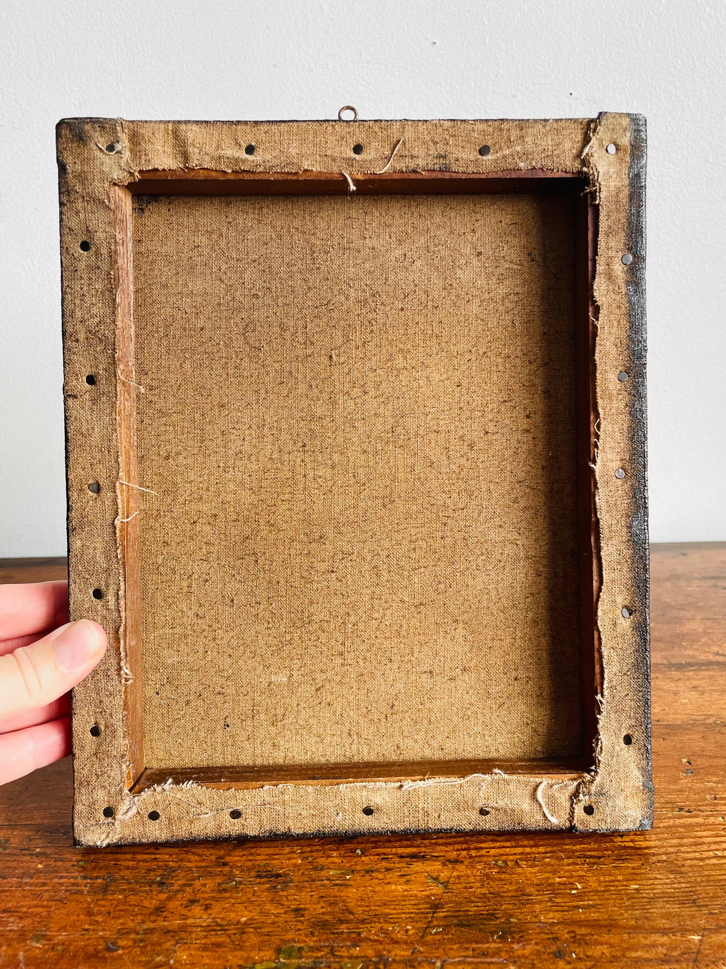 Antique Original Art Painting Picture on Canvas - Moody Still Life Study of a Pear