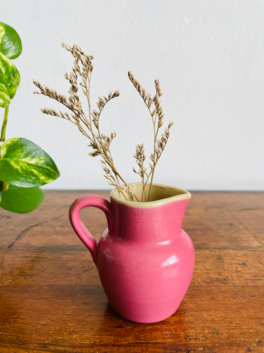Vintage Mauve Pink Buchan Portobello Scotland Stoneware Pottery Miniature Creamer Pitcher Jug or Bud Vase with Handle