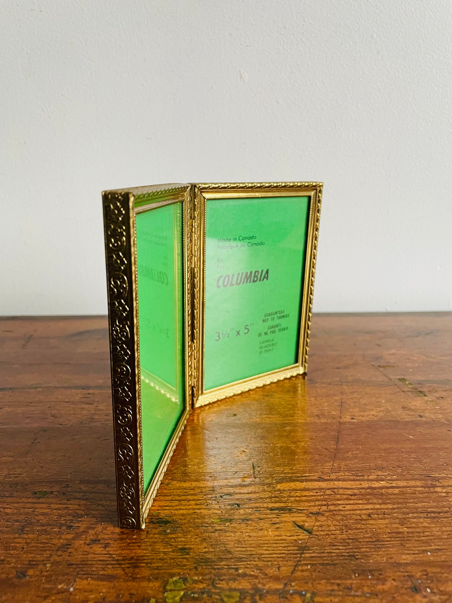 Columbia Brass Hinged Double Photo Frame - 3.5" x 5" - Made in Canada