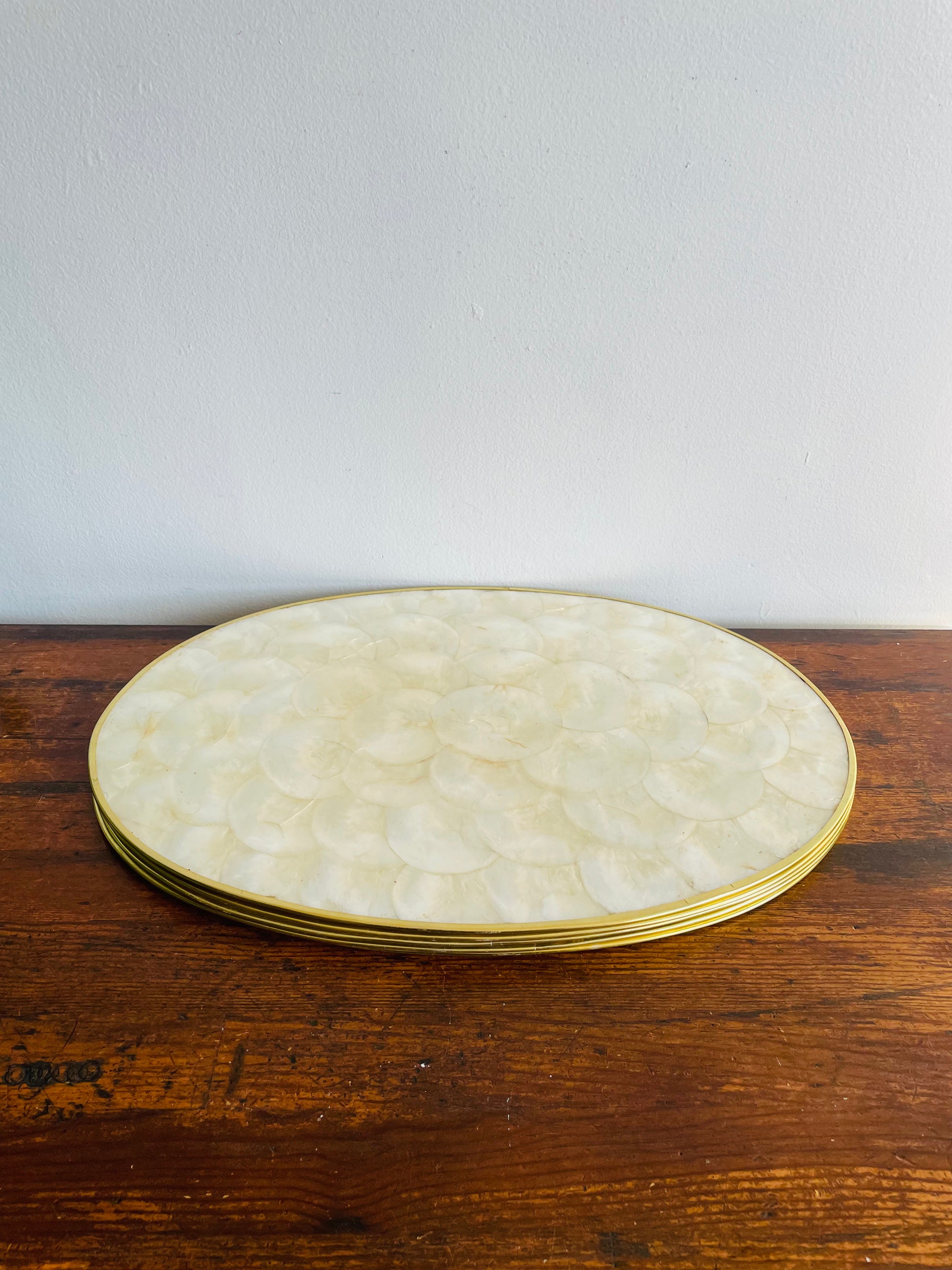 Full Size Genuine Capiz Shell Oval Placemats with Cork Backing by Shel