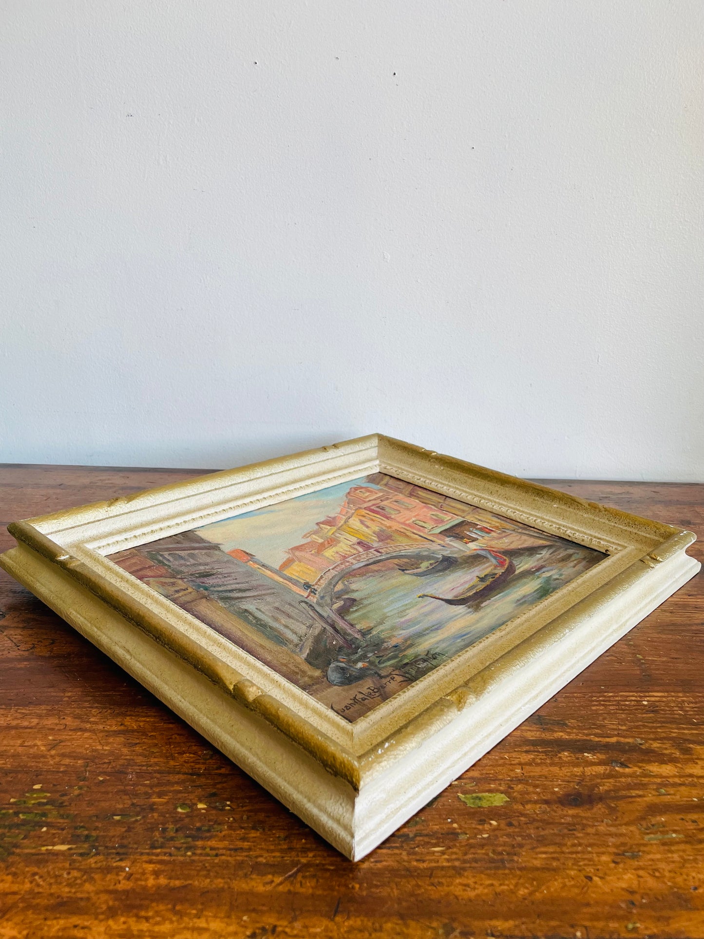 Vintage Original Art Painting Signed by Listed Hamilton Artist Juanita LeBarre Symington - "Canal Principal Venice" July 1975 - Original Sketch on Imported Linen Canvas